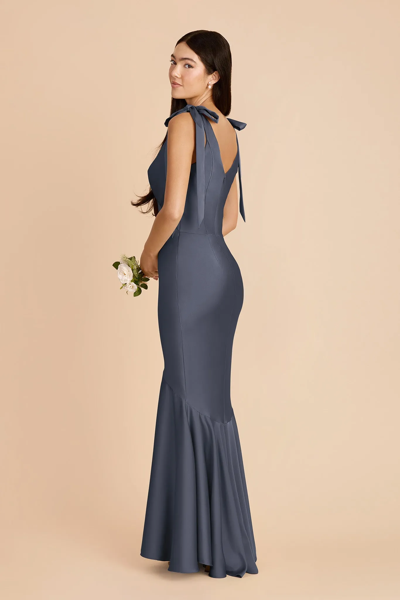 Gwen Matte Satin Dress - Dusk Blue sold by Birdy Grey product image thumbnail 5