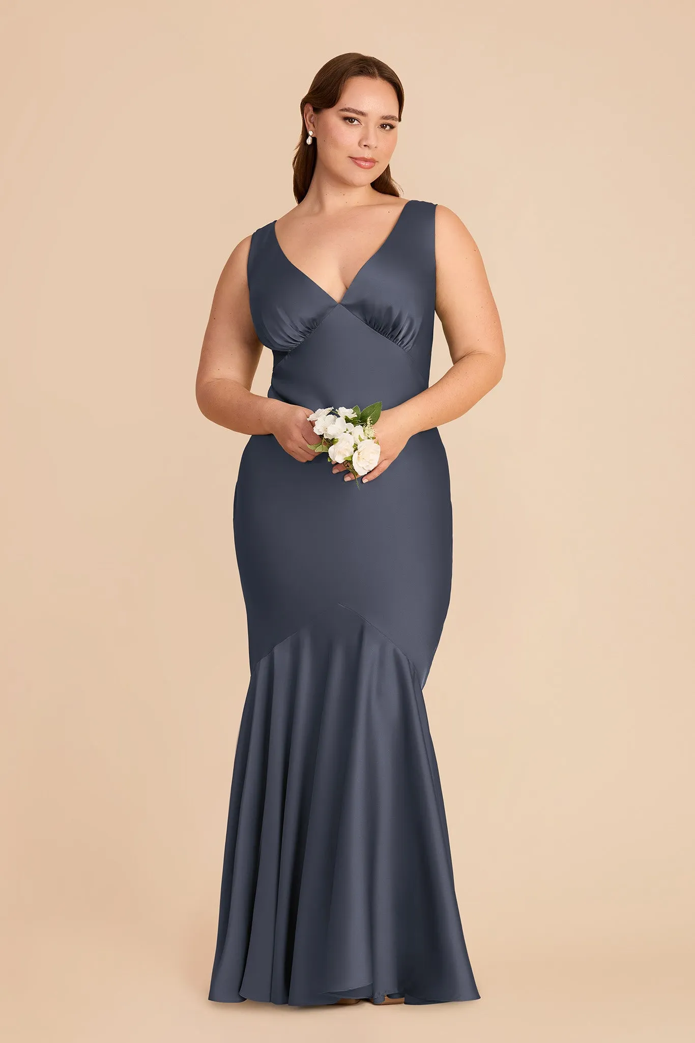 Gwen Matte Satin Dress - Dusk Blue sold by Birdy Grey product image thumbnail 2