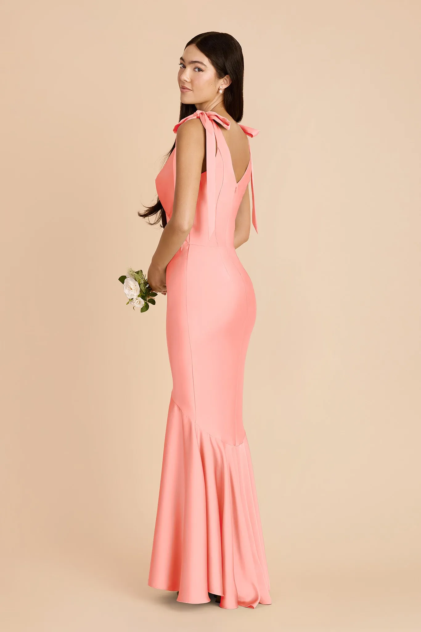 Gwen Matte Satin Dress - Coral Pink sold by Birdy Grey product image thumbnail 5