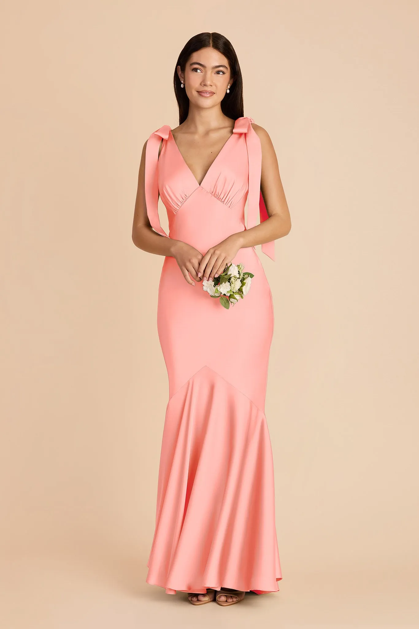 Gwen Matte Satin Dress - Coral Pink sold by Birdy Grey product image thumbnail 4