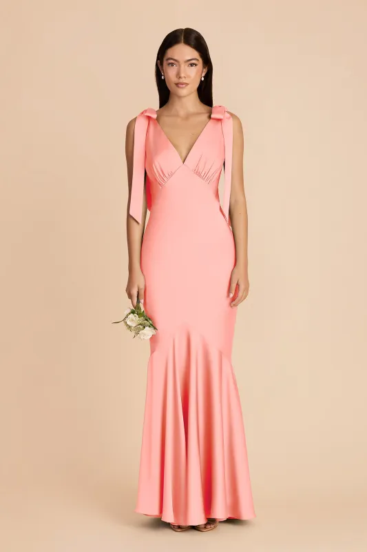 Gwen Matte Satin Dress - Coral Pink made by Birdy Grey