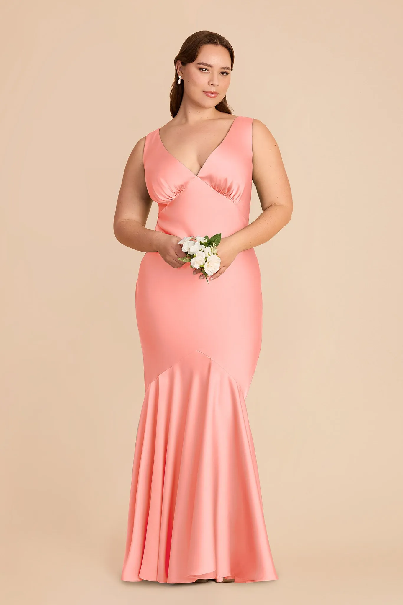 Gwen Matte Satin Dress - Coral Pink sold by Birdy Grey product image thumbnail 2