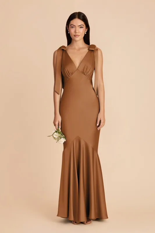 Gwen Matte Satin Dress - Copper sold by Birdy Grey