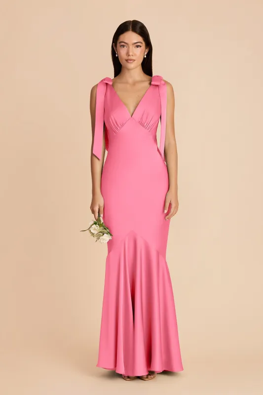 Gwen Matte Satin Dress - Bon Bon Pink made by Birdy Grey