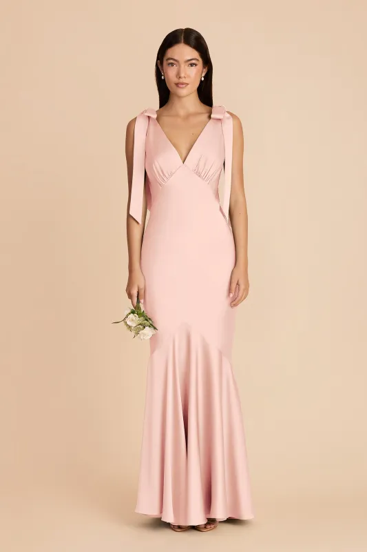 Gwen Matte Satin Dress - Blush Pink made by Birdy Grey
