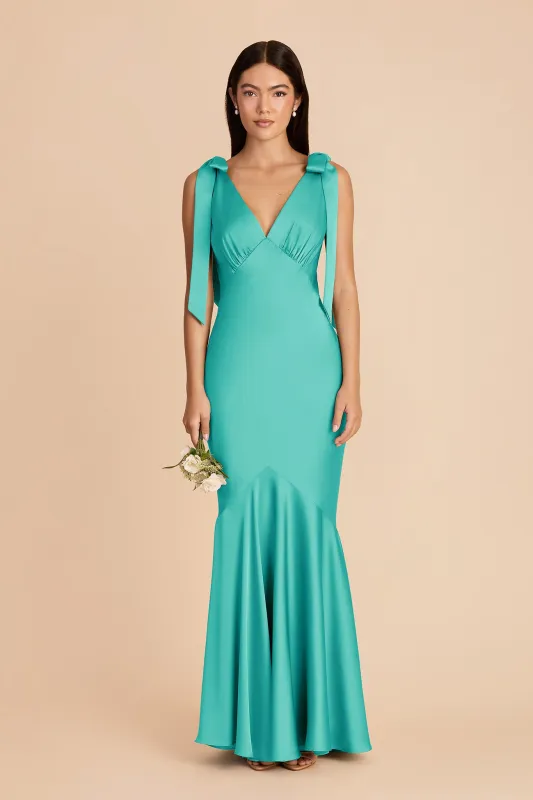 Gwen Matte Satin Dress - Aquamarine sold by Birdy Grey
