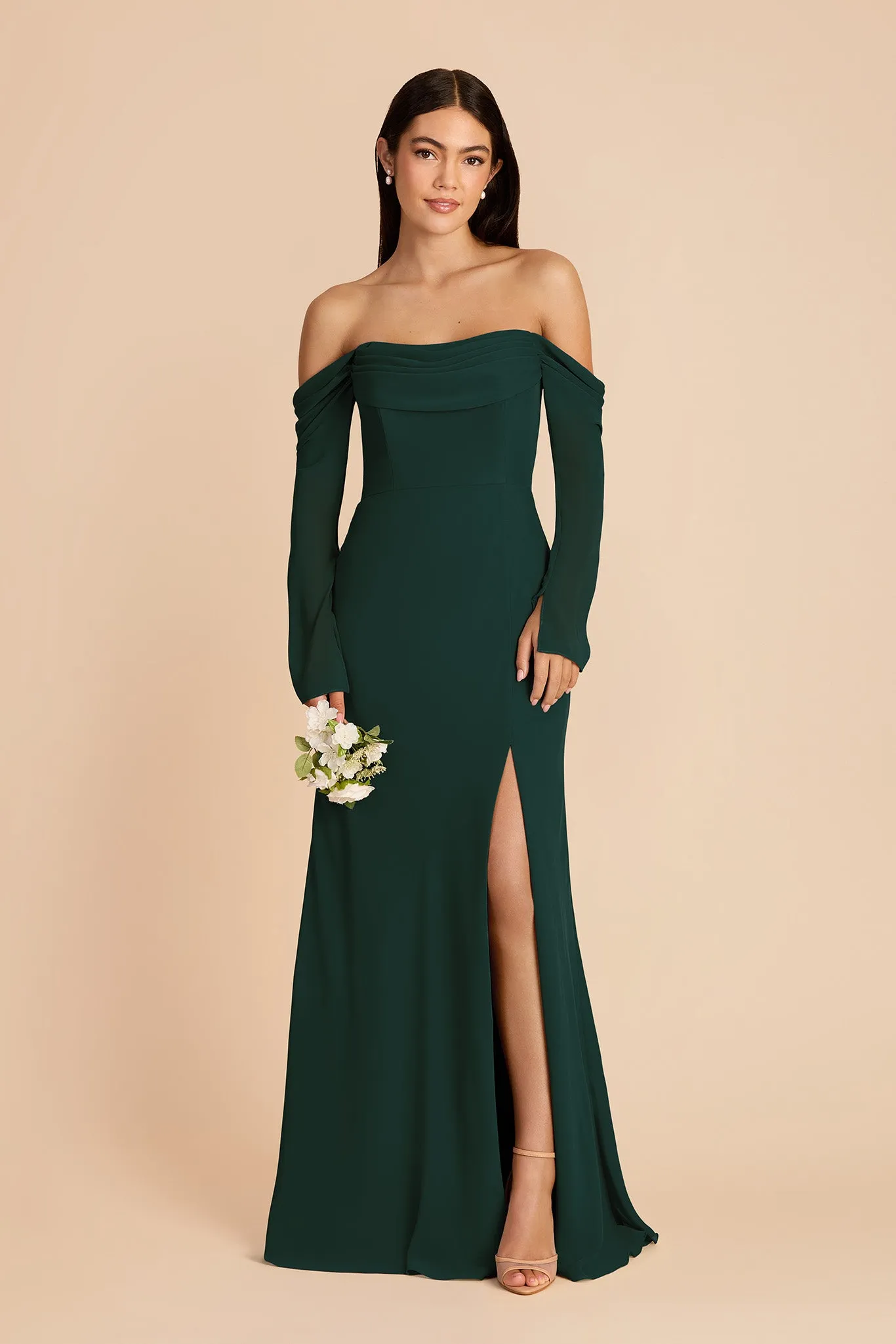 Maya Chiffon Dress - Emerald sold by Birdy Grey