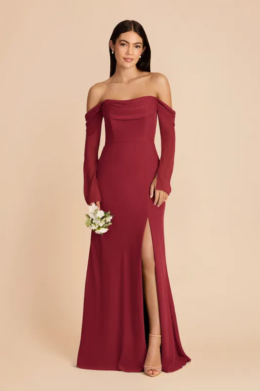 Maya Chiffon Dress - Burgundy made by Birdy Grey