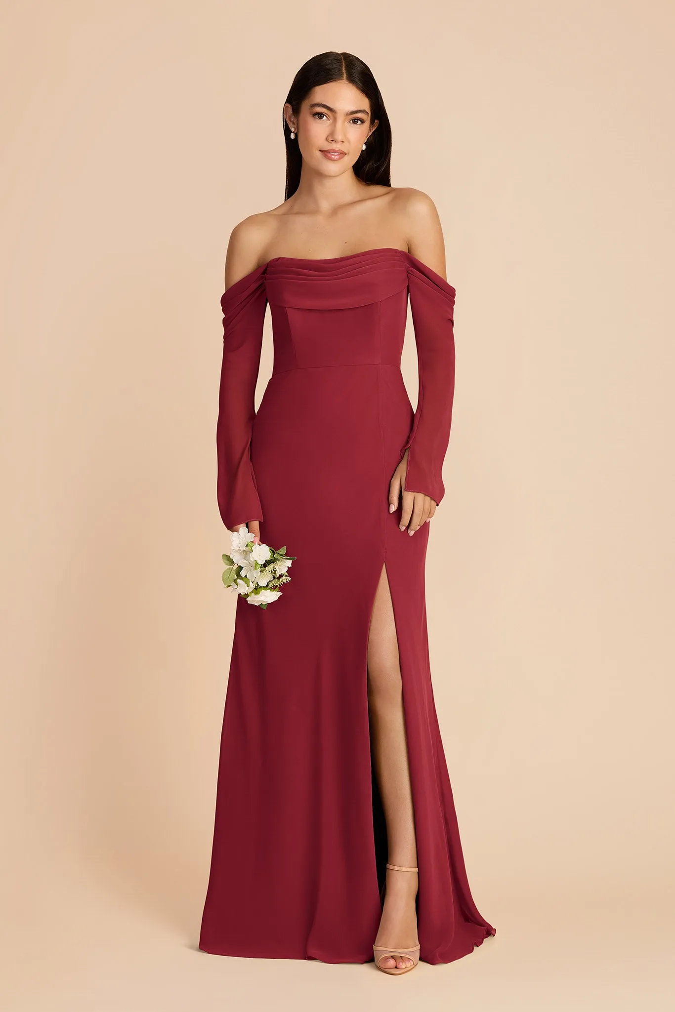 Maya Chiffon Dress - Burgundy sold by Birdy Grey