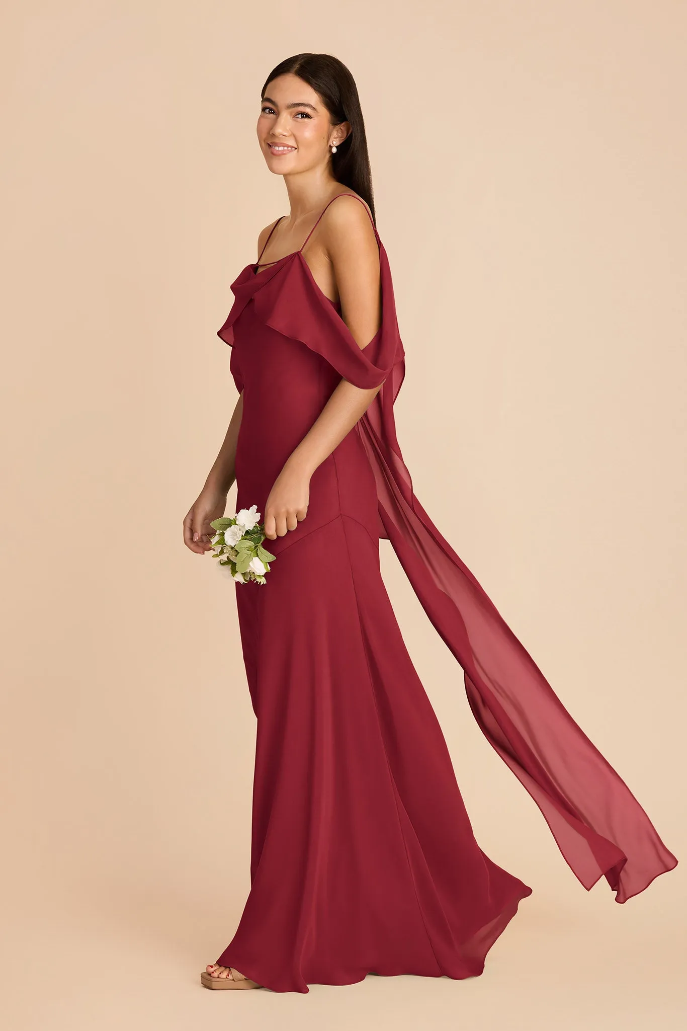 Janice Chiffon Dress - Burgundy sold by Birdy Grey product image thumbnail 3