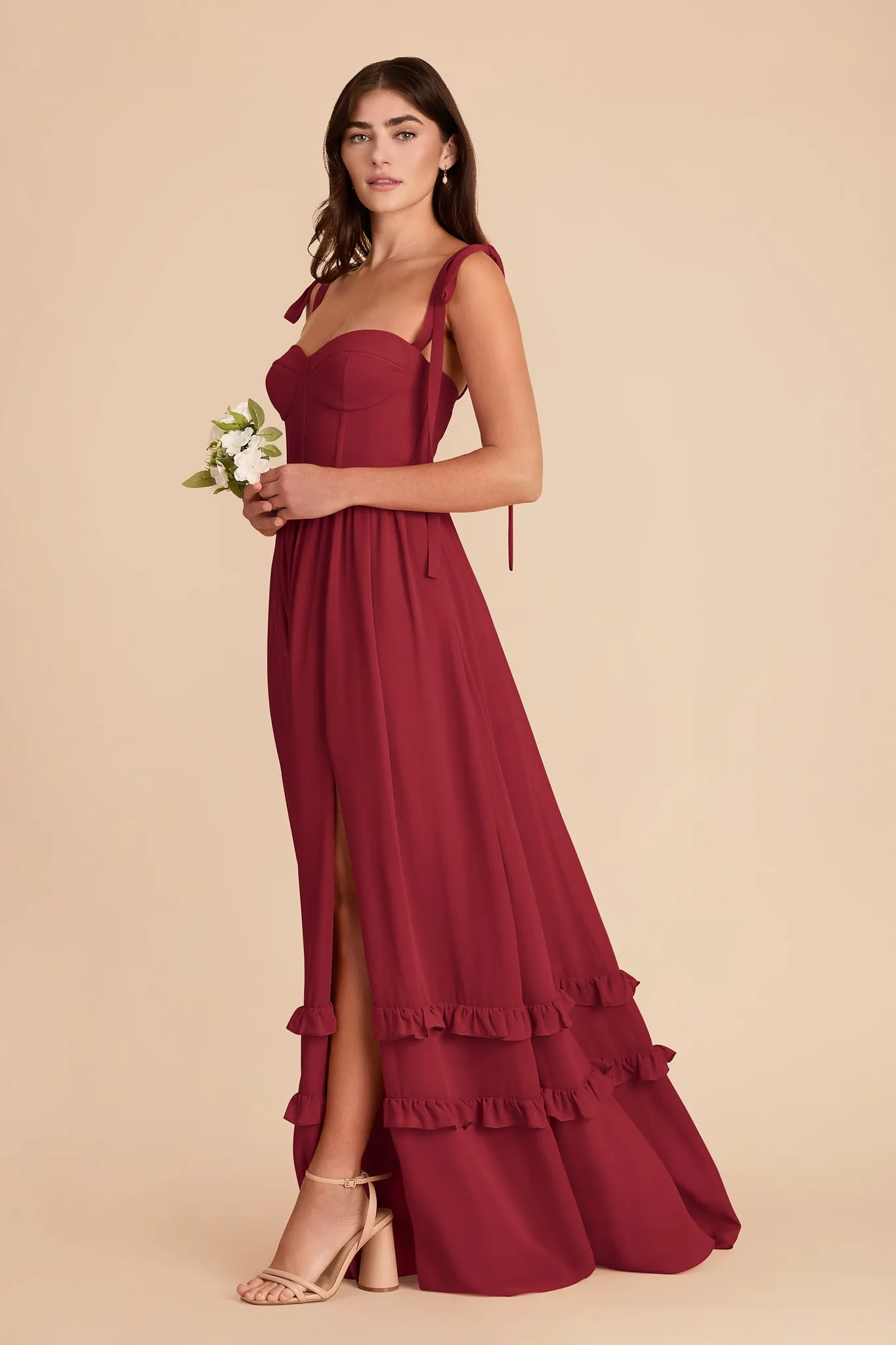 Evelyn Chiffon Dress - Burgundy sold by Birdy Grey product image thumbnail 5