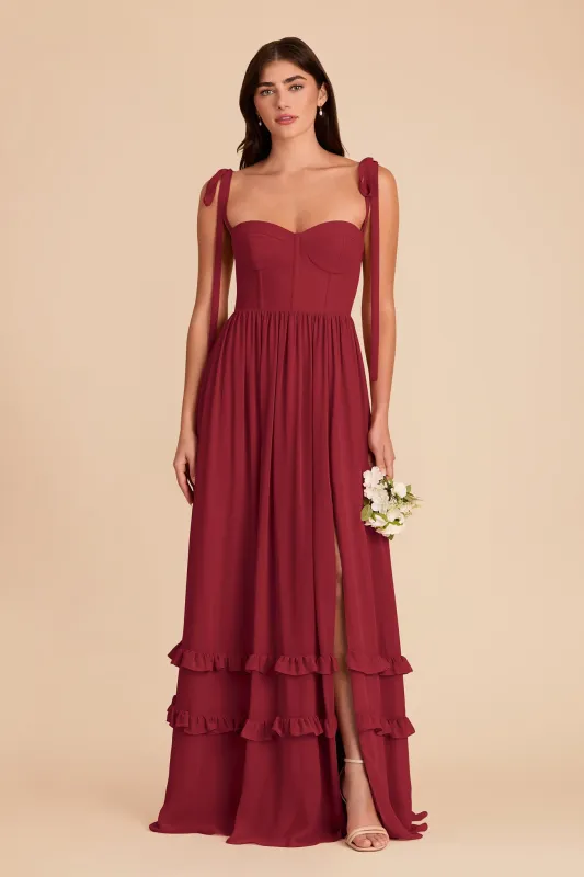 Evelyn Chiffon Dress - Burgundy made by Birdy Grey