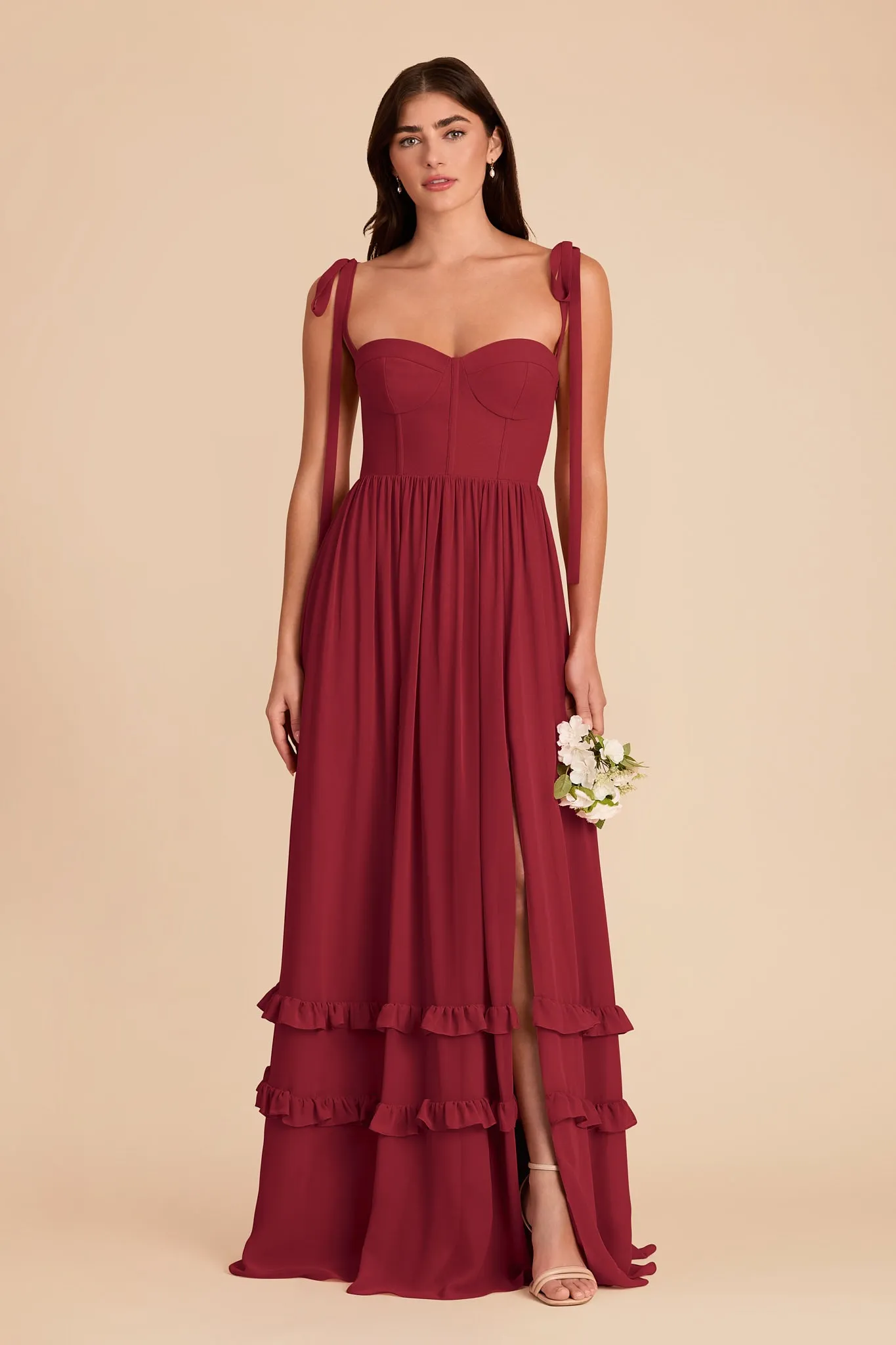 Evelyn Chiffon Dress - Burgundy sold by Birdy Grey