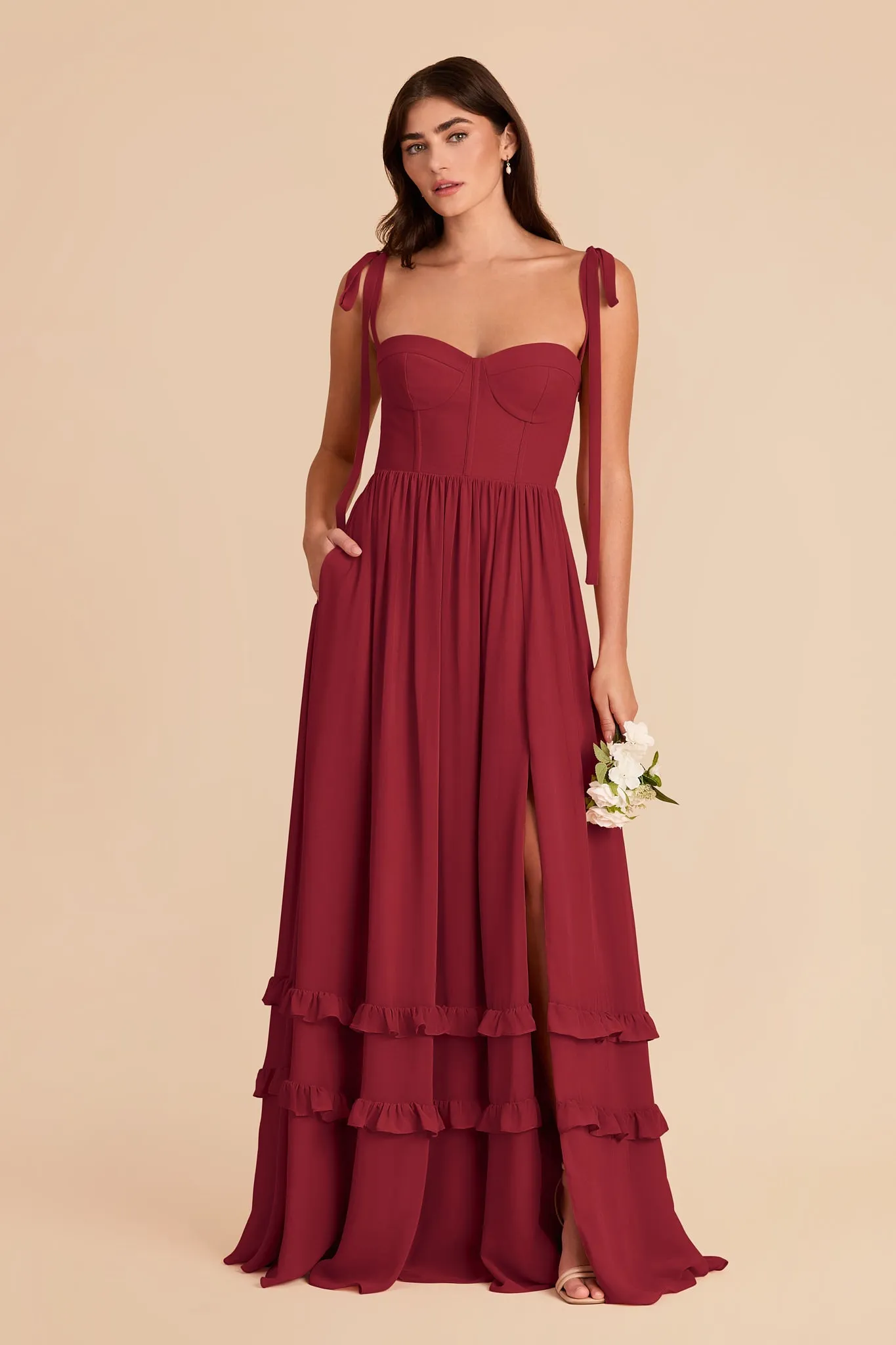 Evelyn Chiffon Dress - Burgundy sold by Birdy Grey product image thumbnail 4