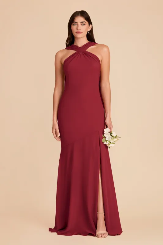 Eileen Chiffon Dress - Burgundy made by Birdy Grey