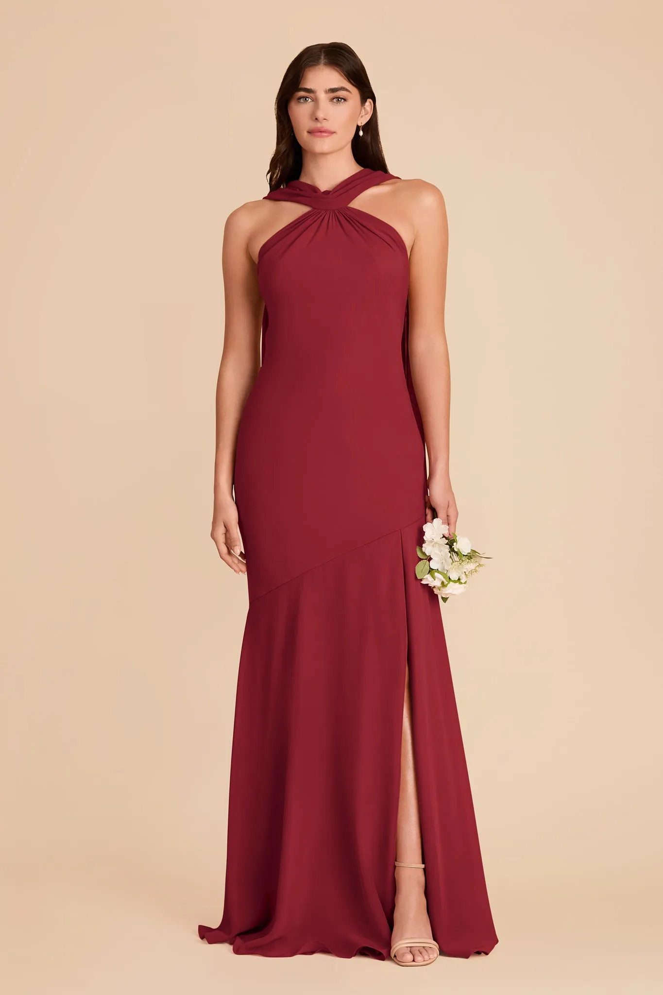 Eileen Chiffon Dress - Burgundy sold by Birdy Grey