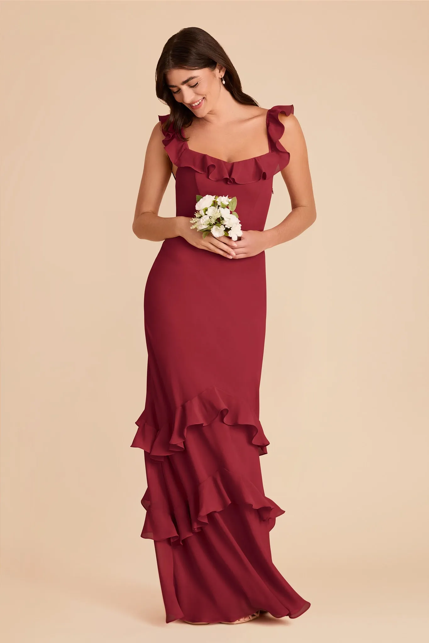 Luna Chiffon Dress - Burgundy sold by Birdy Grey product image thumbnail 4