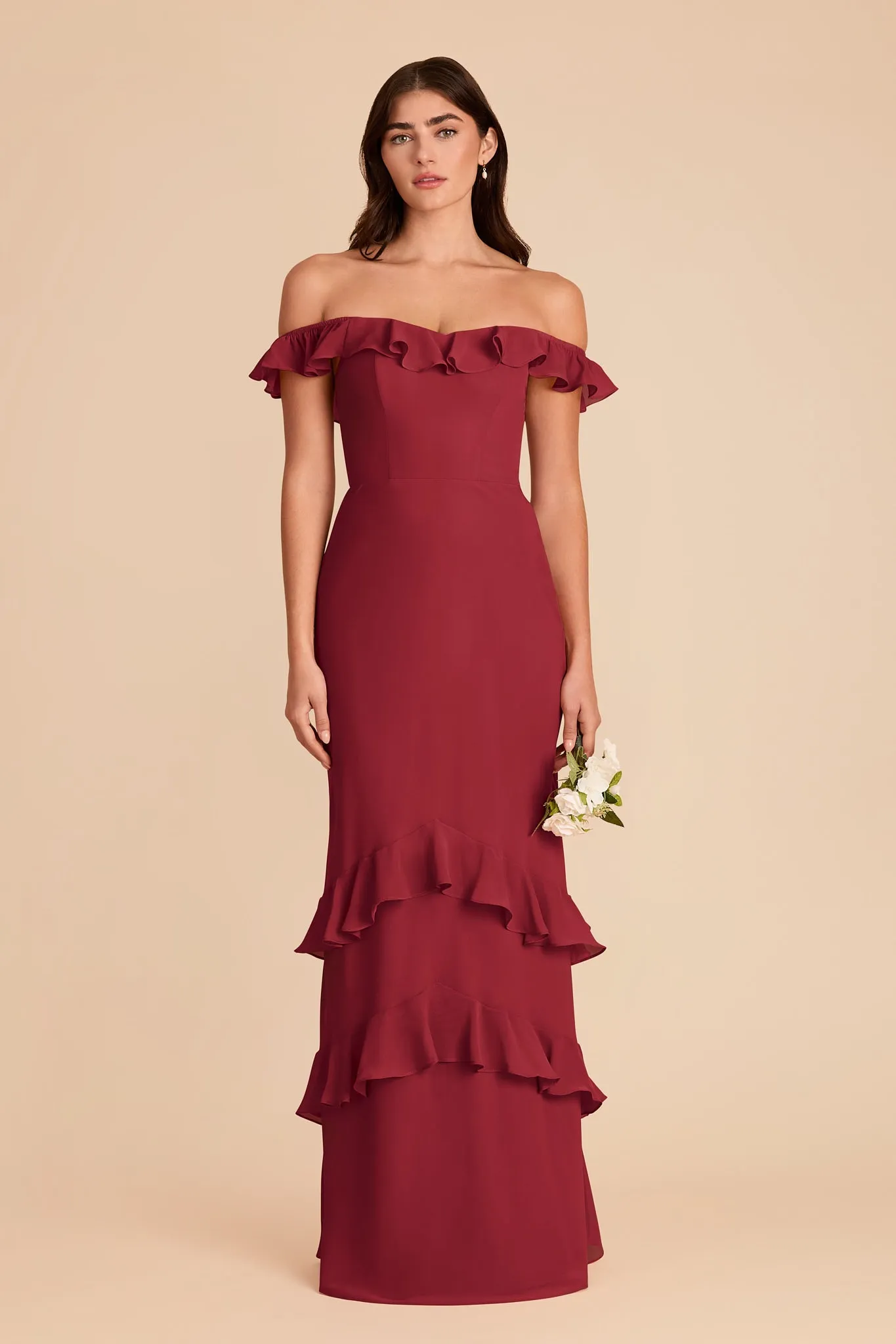 Luna Chiffon Dress - Burgundy sold by Birdy Grey product image thumbnail 5