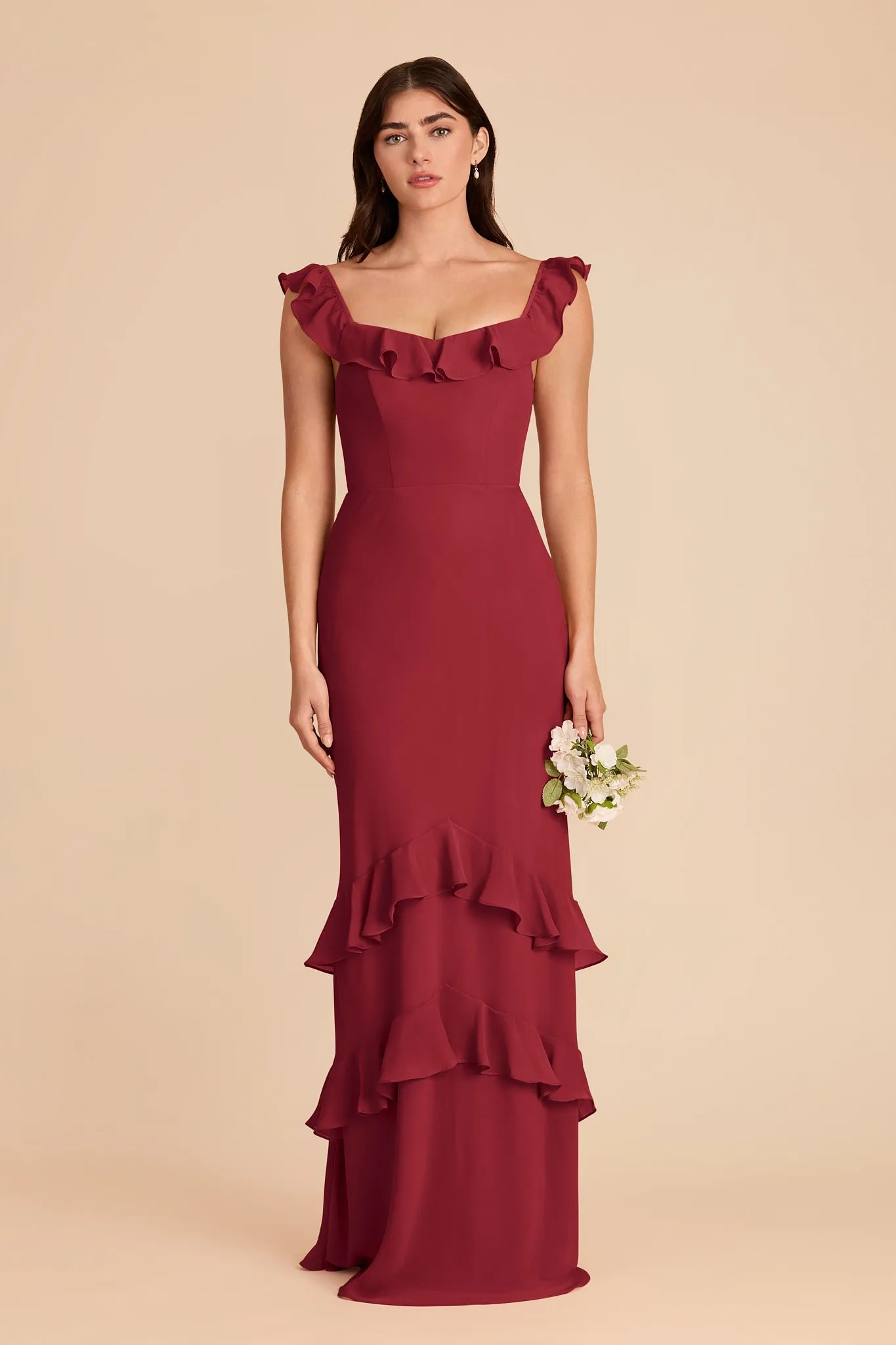 Luna Chiffon Dress - Burgundy sold by Birdy Grey