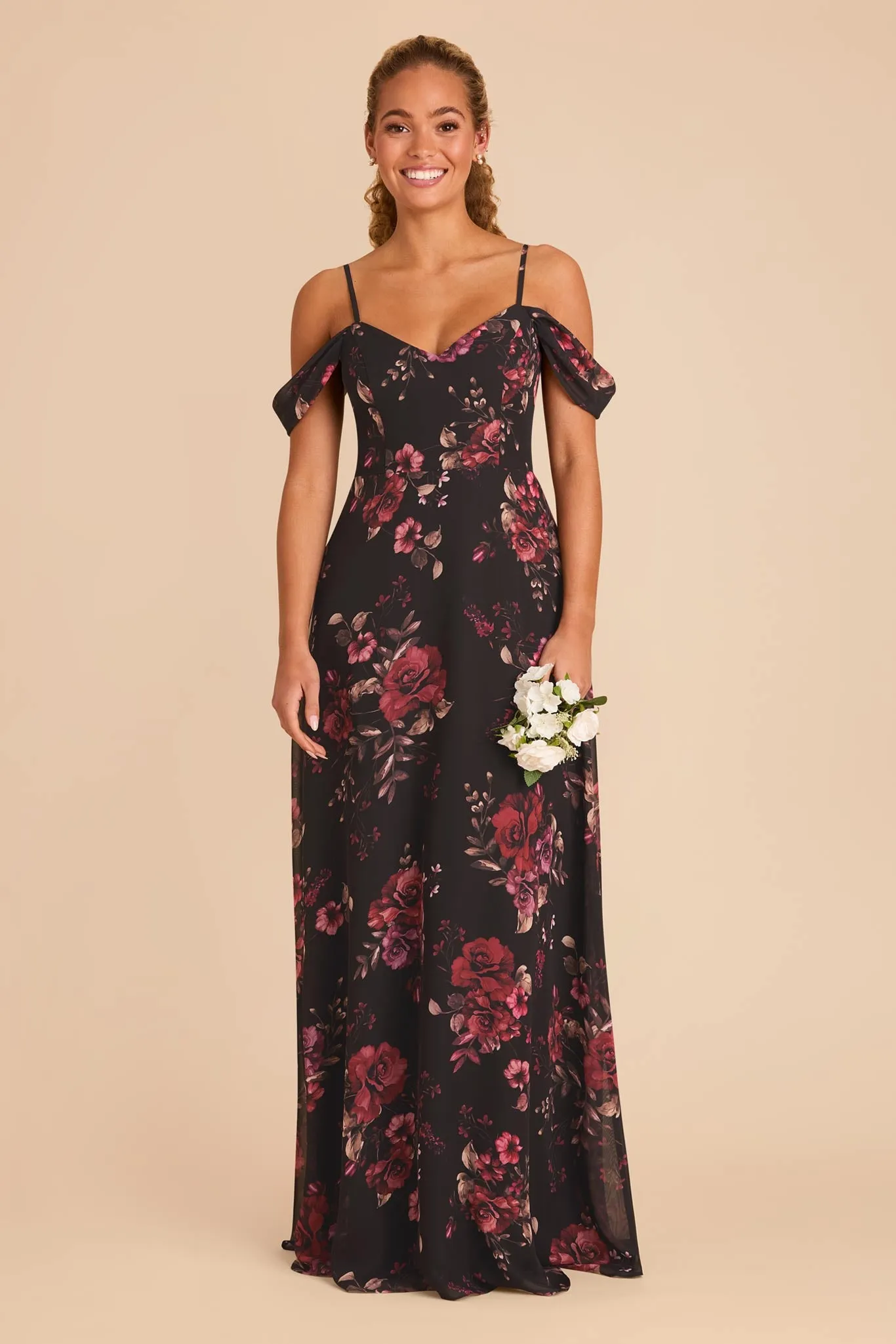 Devin Chiffon Dress - Black Fleurs D'Amour sold by Birdy Grey product image thumbnail 3