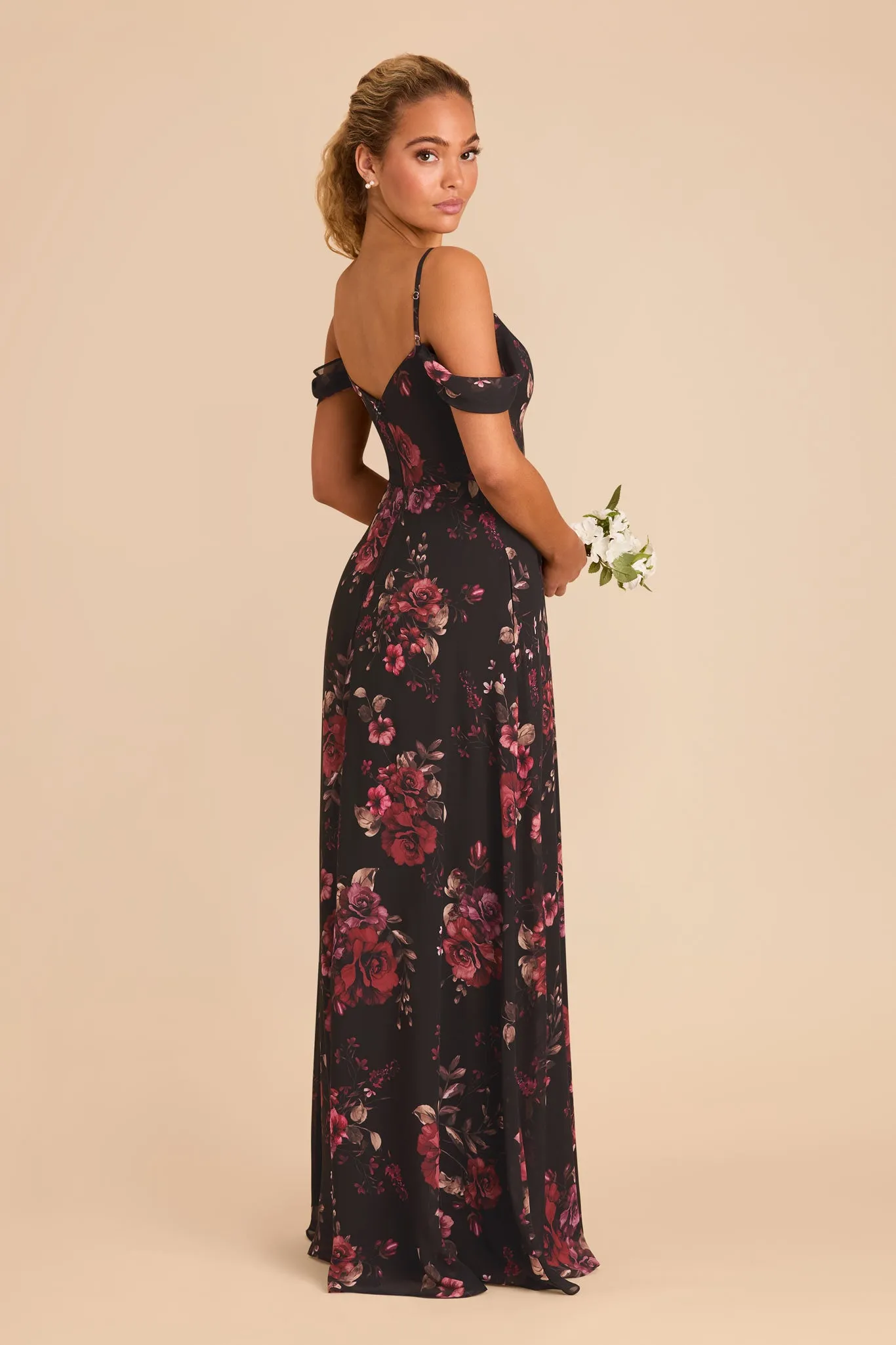 Devin Chiffon Dress - Black Fleurs D'Amour sold by Birdy Grey product image thumbnail 5