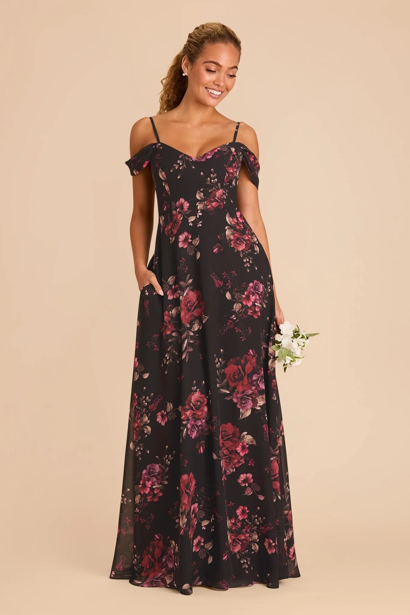 Devin Chiffon Dress - Black Fleurs D'Amour sold by Birdy Grey product image thumbnail 4