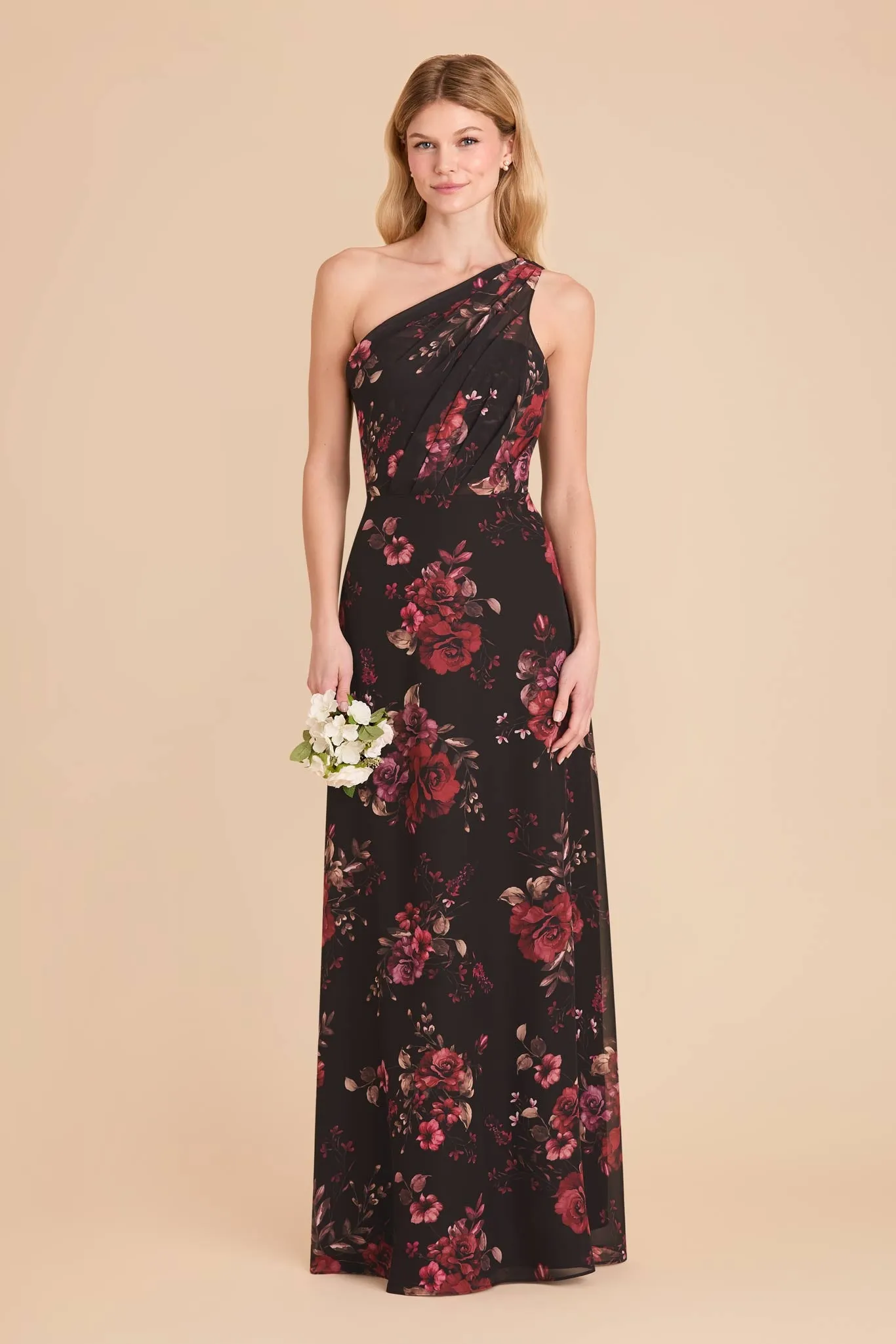 Kira Chiffon Dress - Black Fleurs D'Amour sold by Birdy Grey