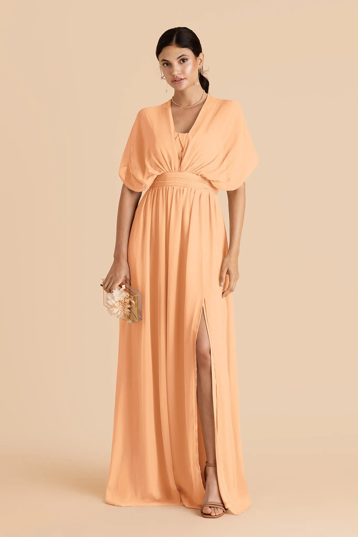 Grace Chiffon Dress Slit - Peach sold by Birdy Grey