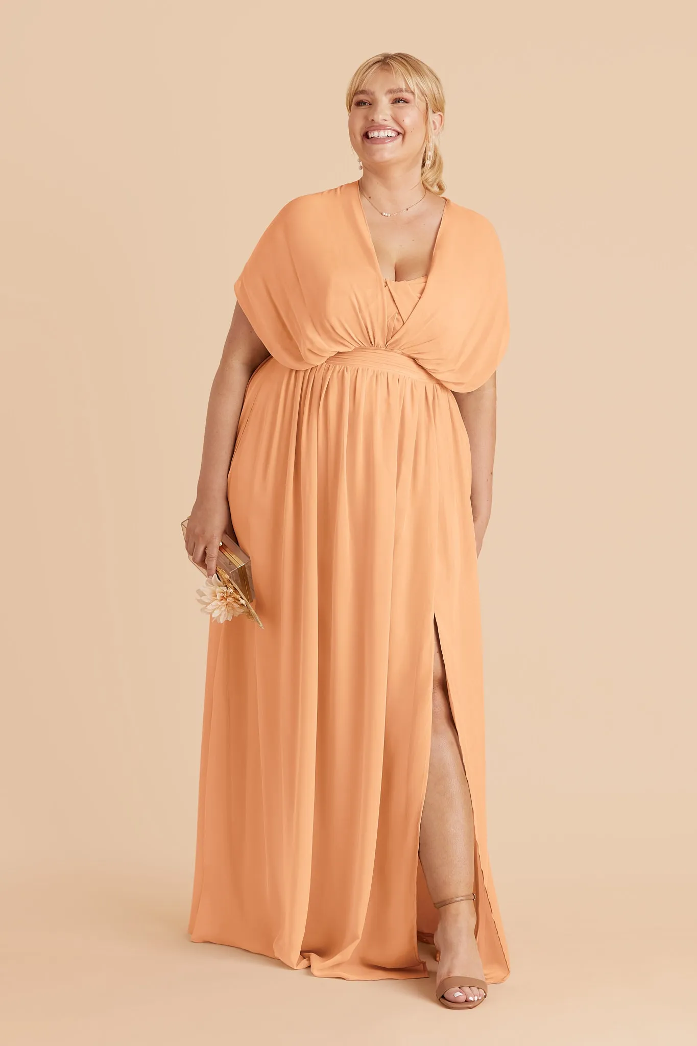 Grace Chiffon Dress Slit - Peach sold by Birdy Grey product image thumbnail 2