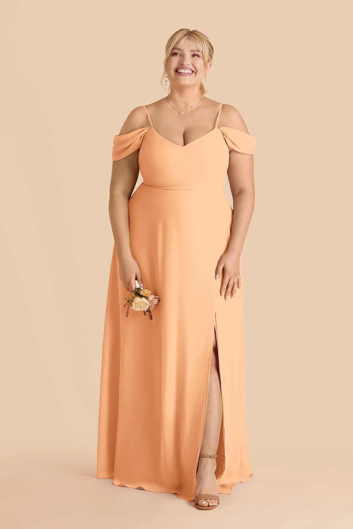 Devin Chiffon Dress Slit - Peach sold by Birdy Grey product image thumbnail 2