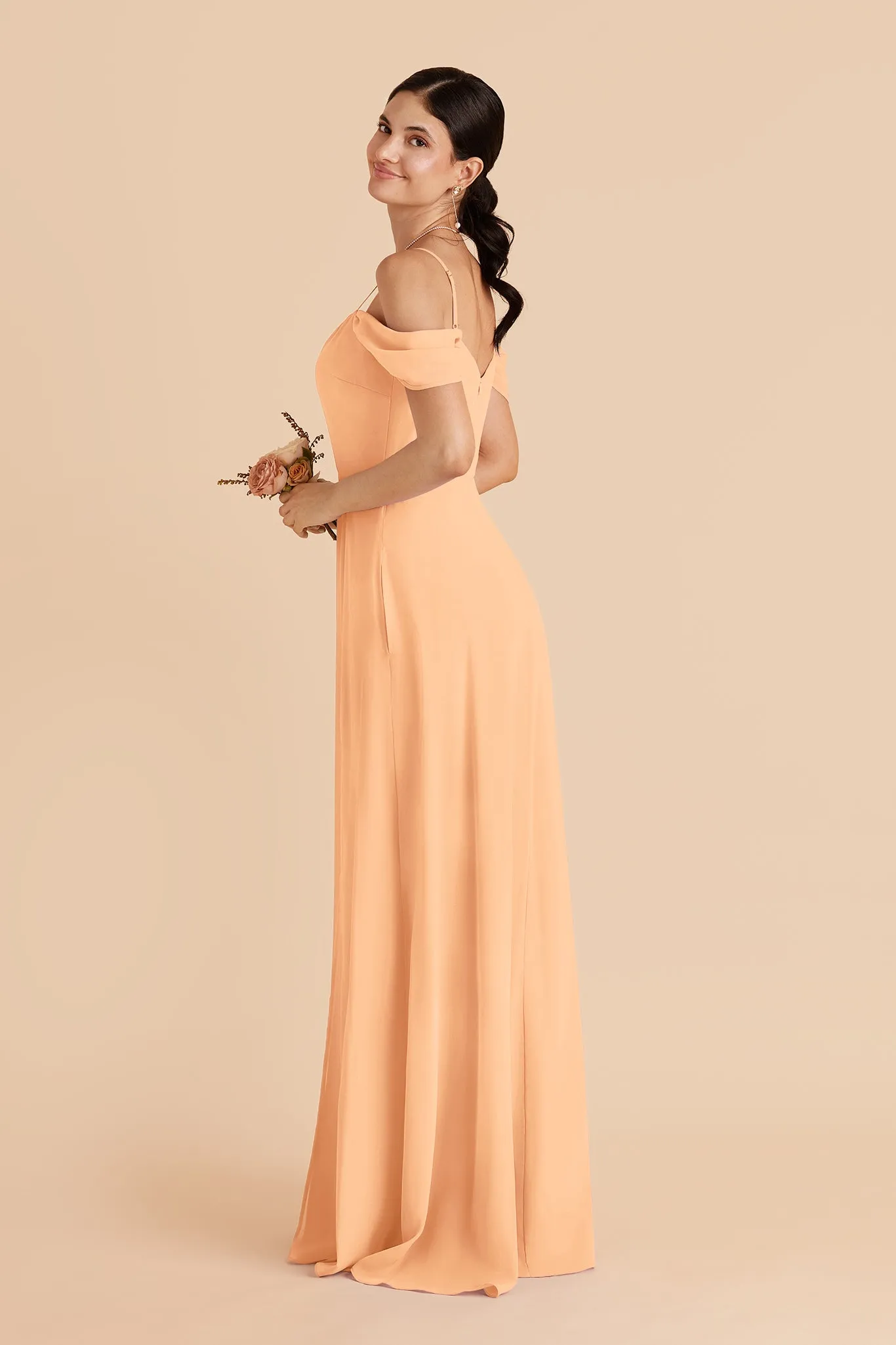 Devin Chiffon Dress Slit - Peach sold by Birdy Grey product image thumbnail 4