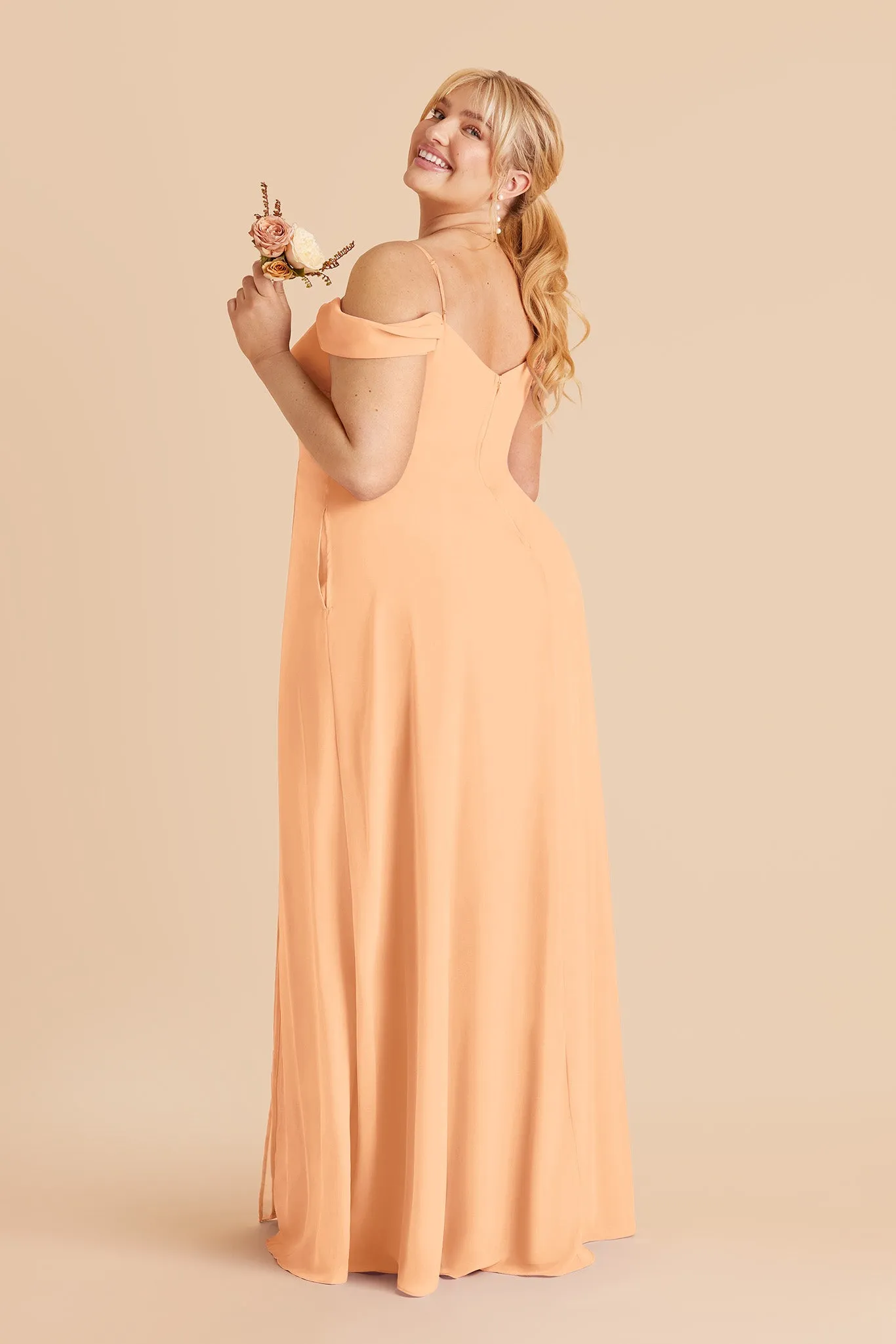 Devin Chiffon Dress Slit - Peach sold by Birdy Grey product image thumbnail 5