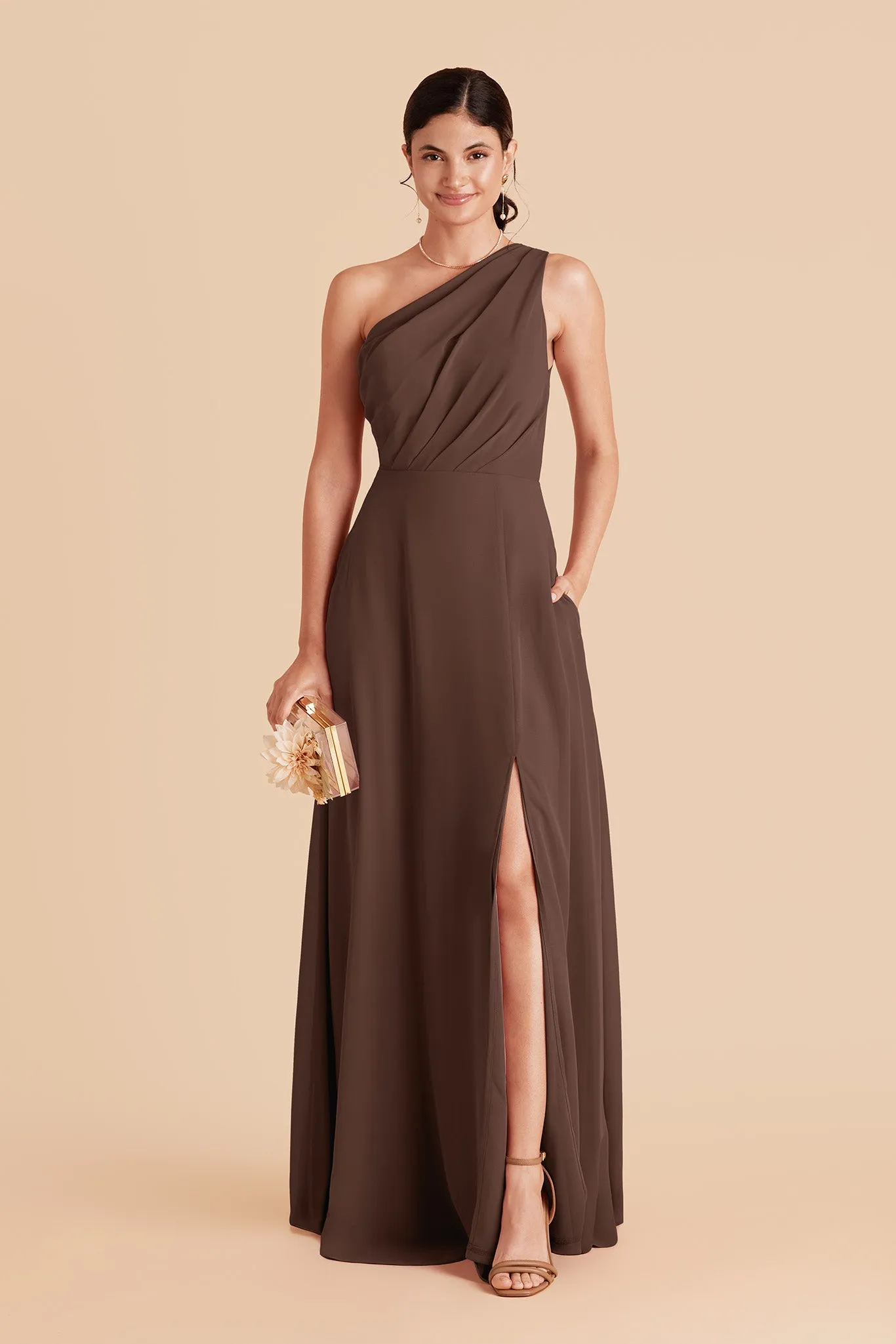 Kira Chiffon Dress With Slit - Chocolate Brown sold by Birdy Grey product image thumbnail 3