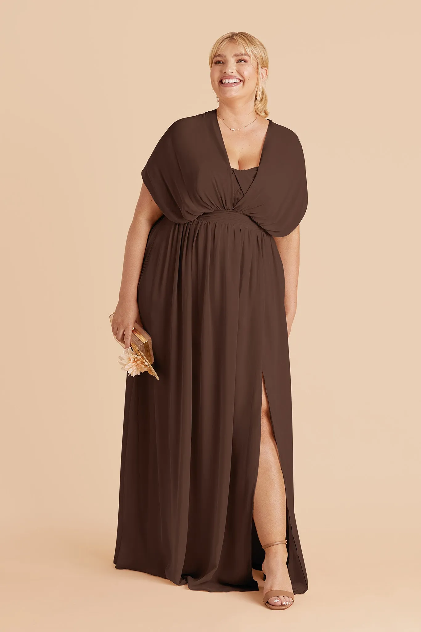 Grace Chiffon Dress With Slit - Chocolate Brown sold by Birdy Grey product image thumbnail 2