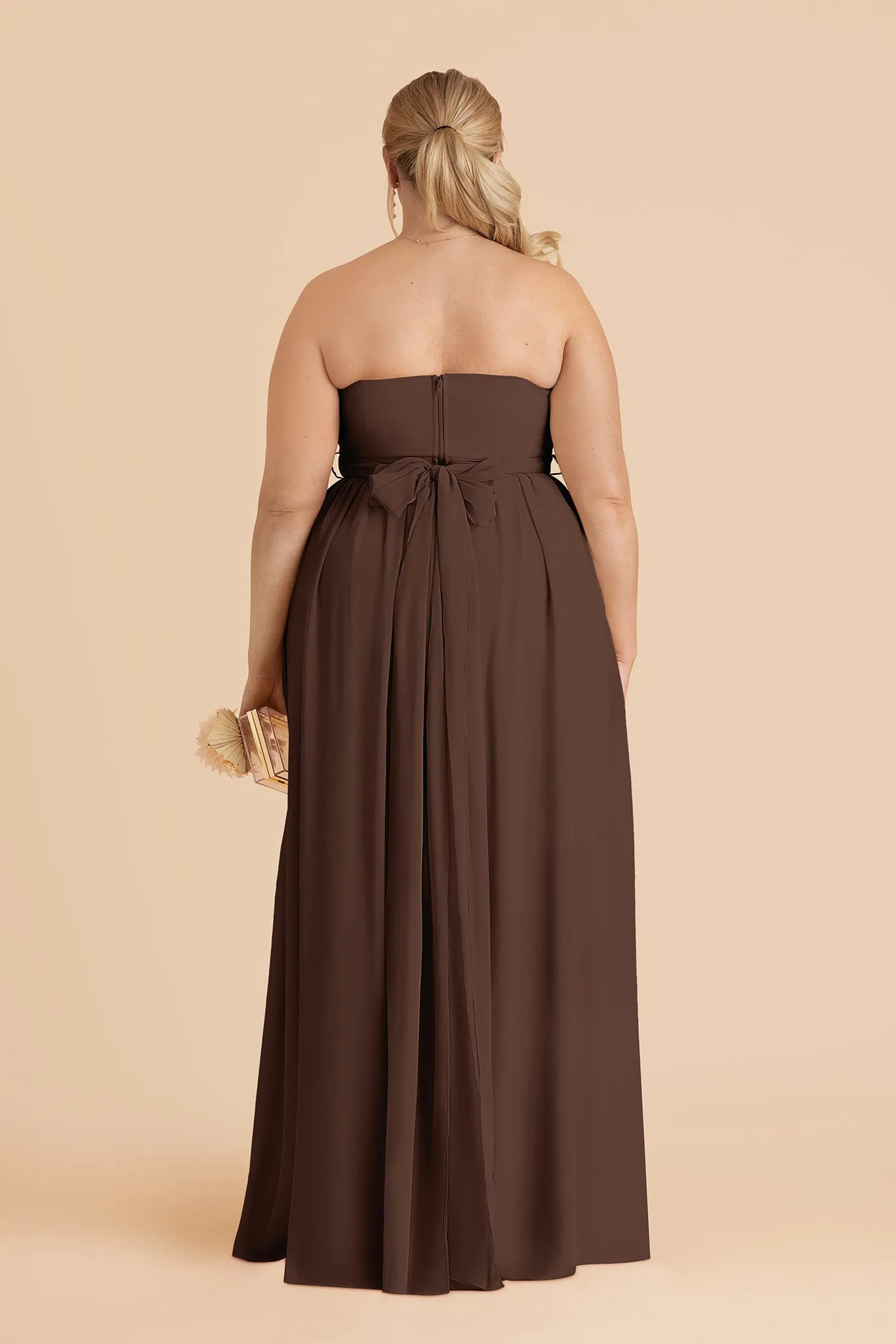 Grace Chiffon Dress With Slit - Chocolate Brown sold by Birdy Grey product image thumbnail 5