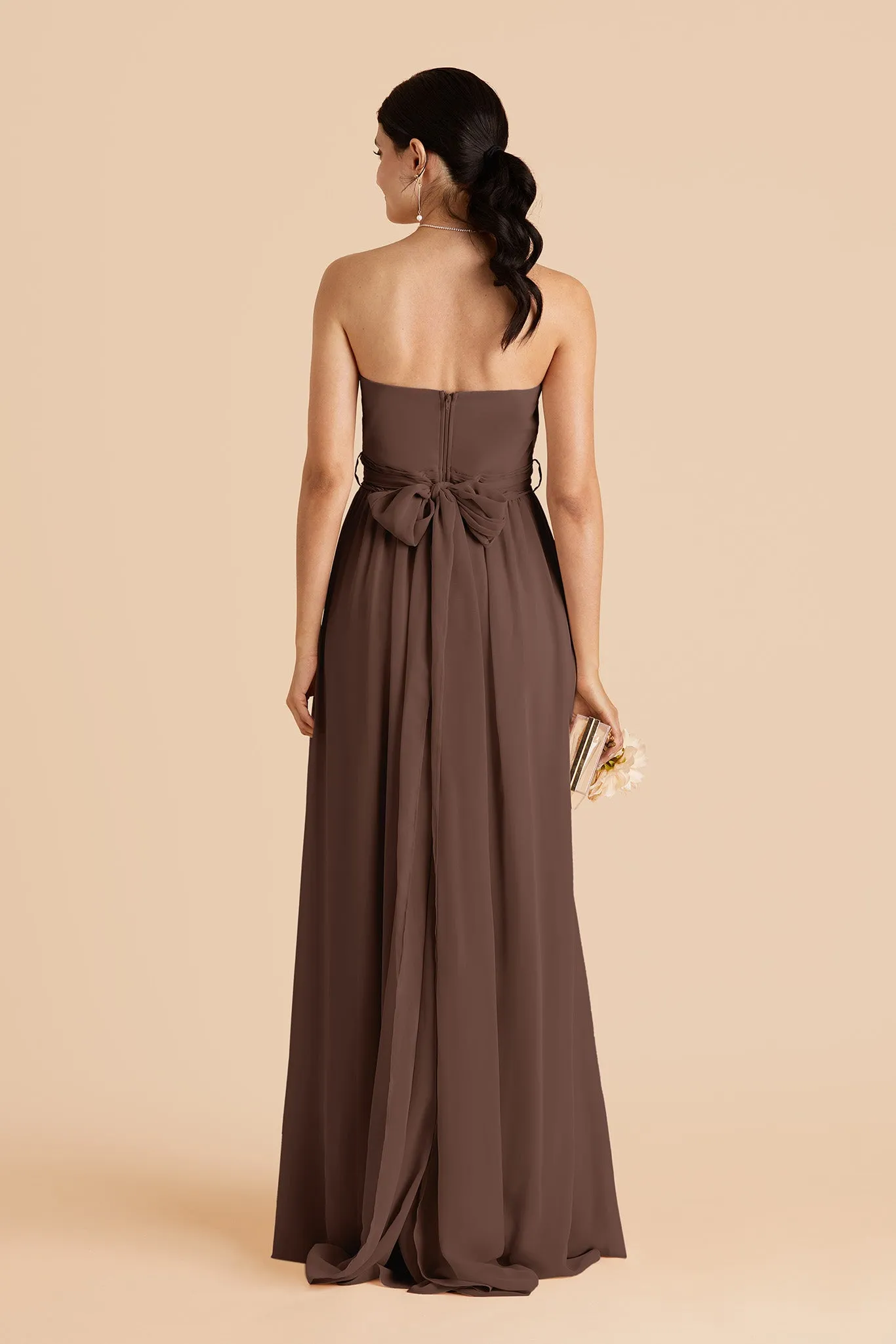 Grace Chiffon Dress With Slit - Chocolate Brown sold by Birdy Grey product image thumbnail 4