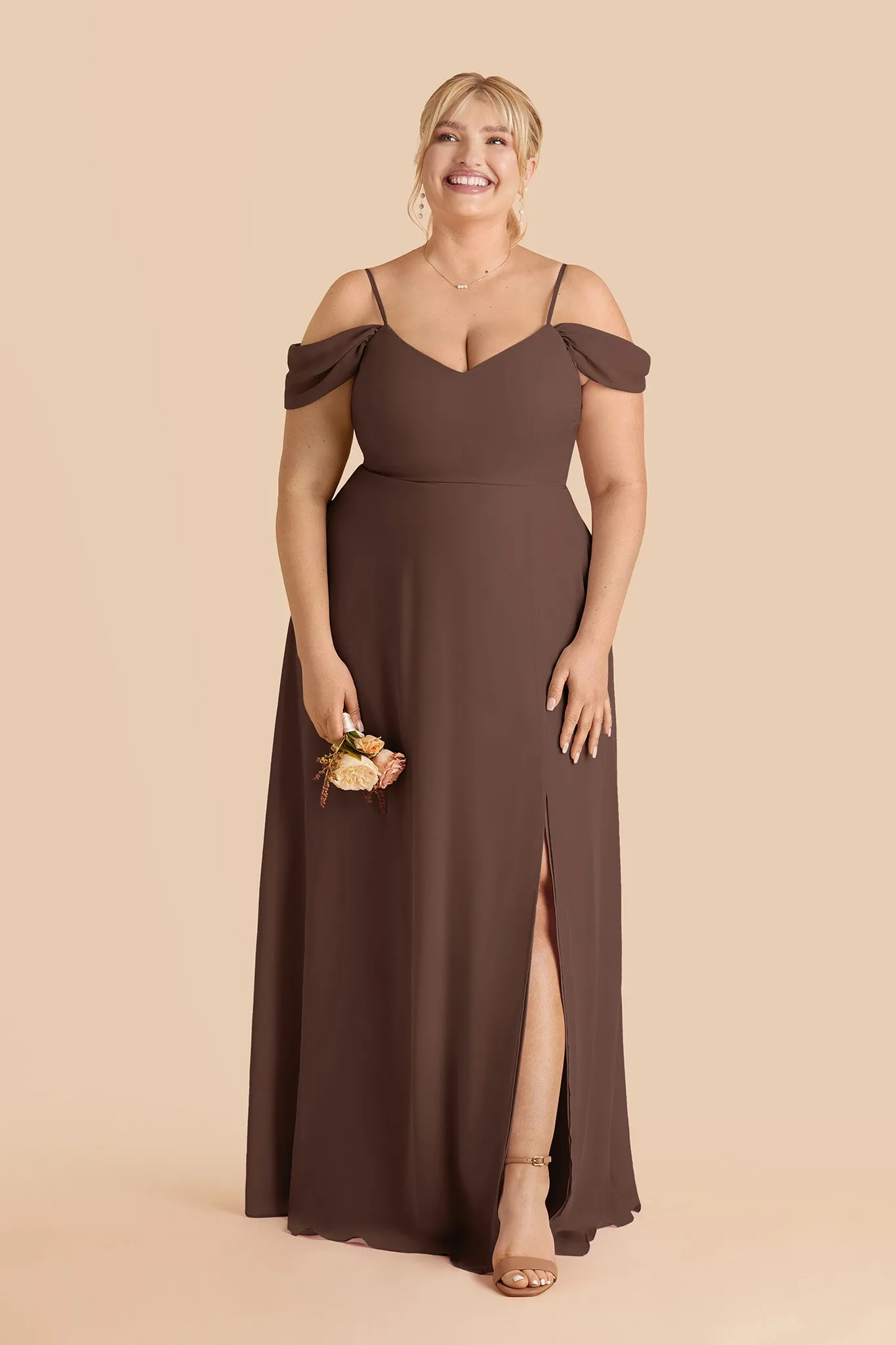 Devin Chiffon Dress With Slit - Chocolate Brown sold by Birdy Grey product image thumbnail 2