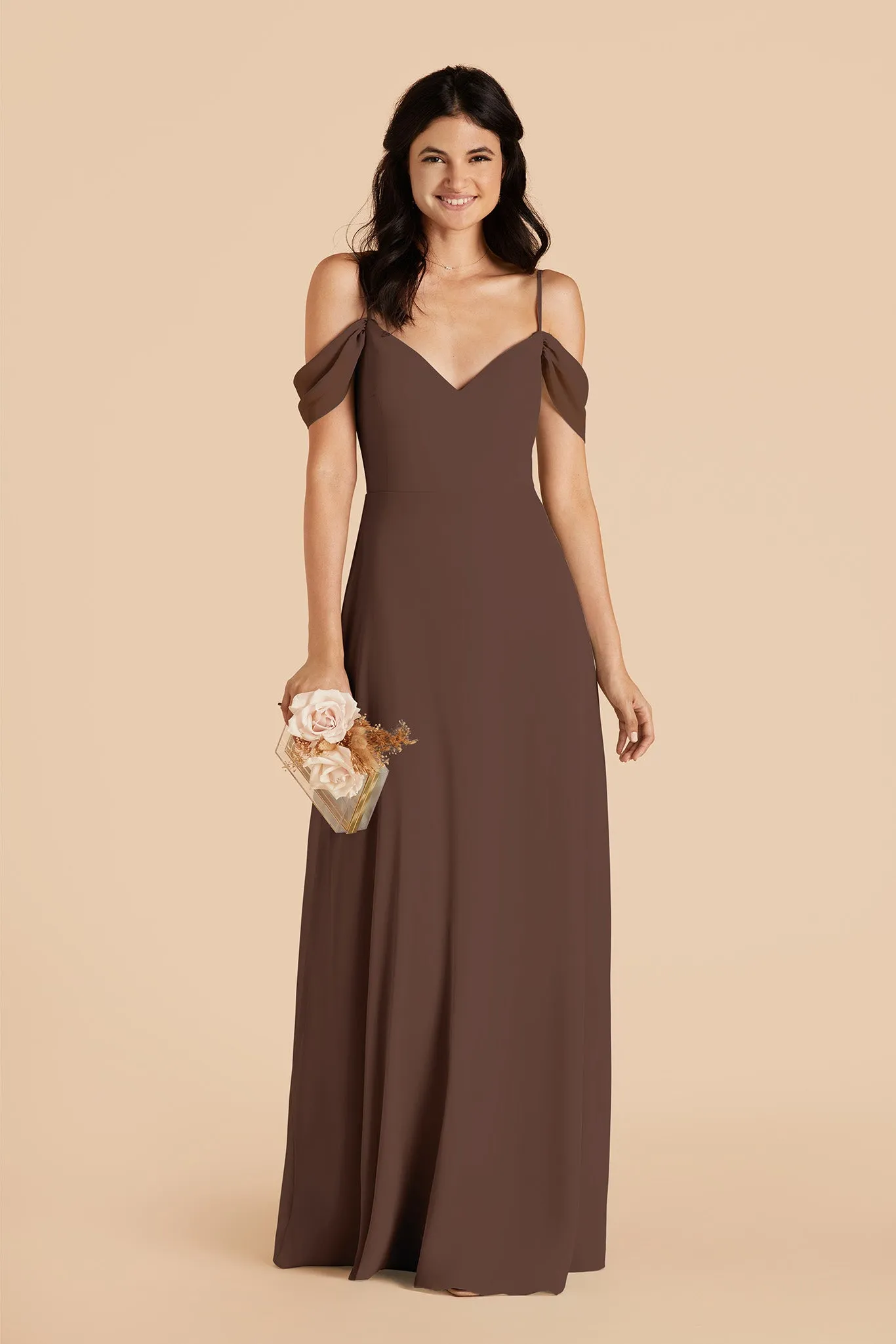 Devin Chiffon Dress - Chocolate Brown sold by Birdy Grey