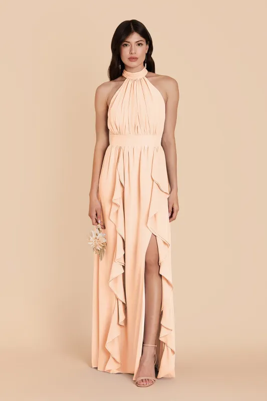 Joyce Chiffon Dress - Peach Cream made by Birdy Grey