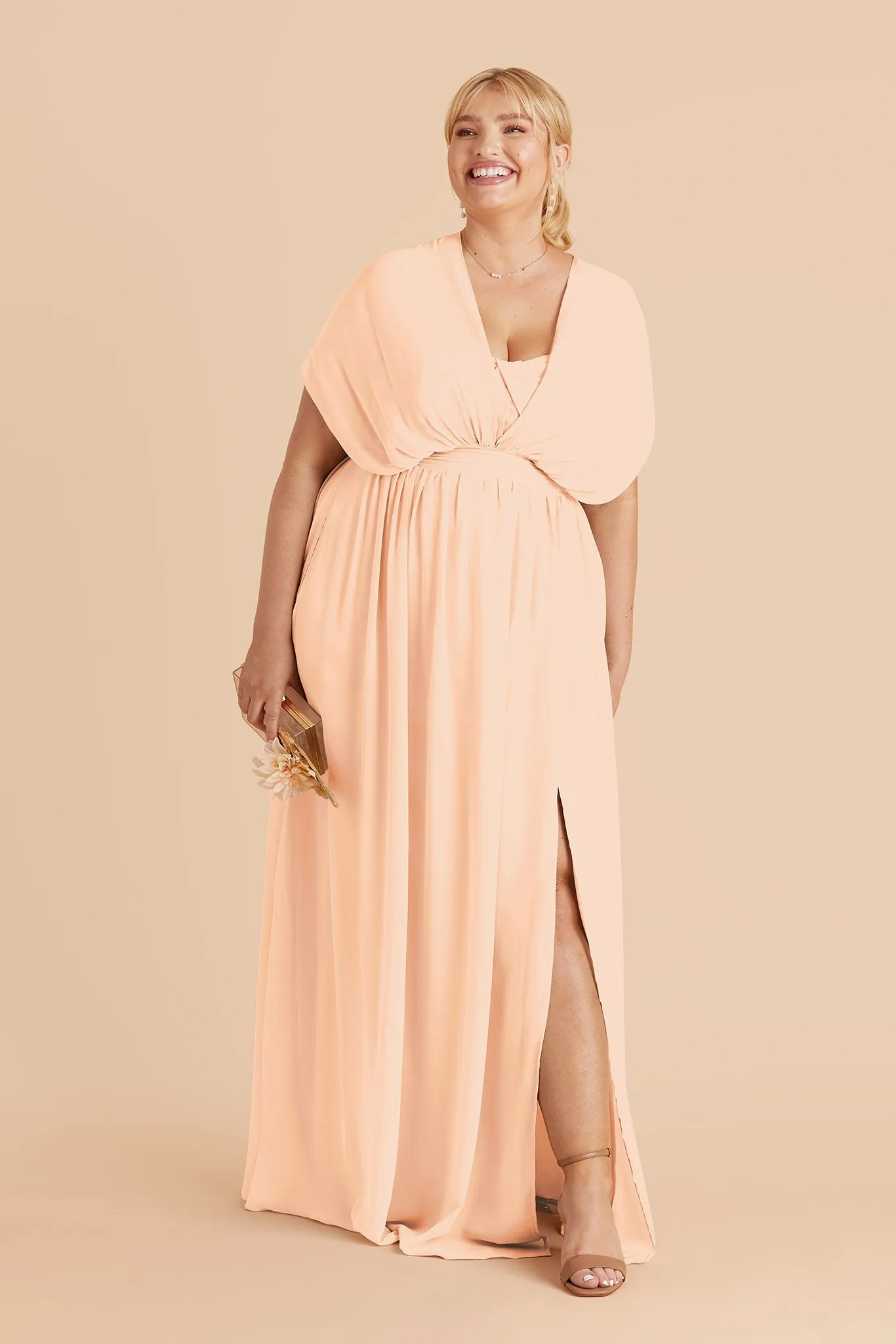 Grace Chiffon Dress Slit - Peach Cream sold by Birdy Grey product image thumbnail 2