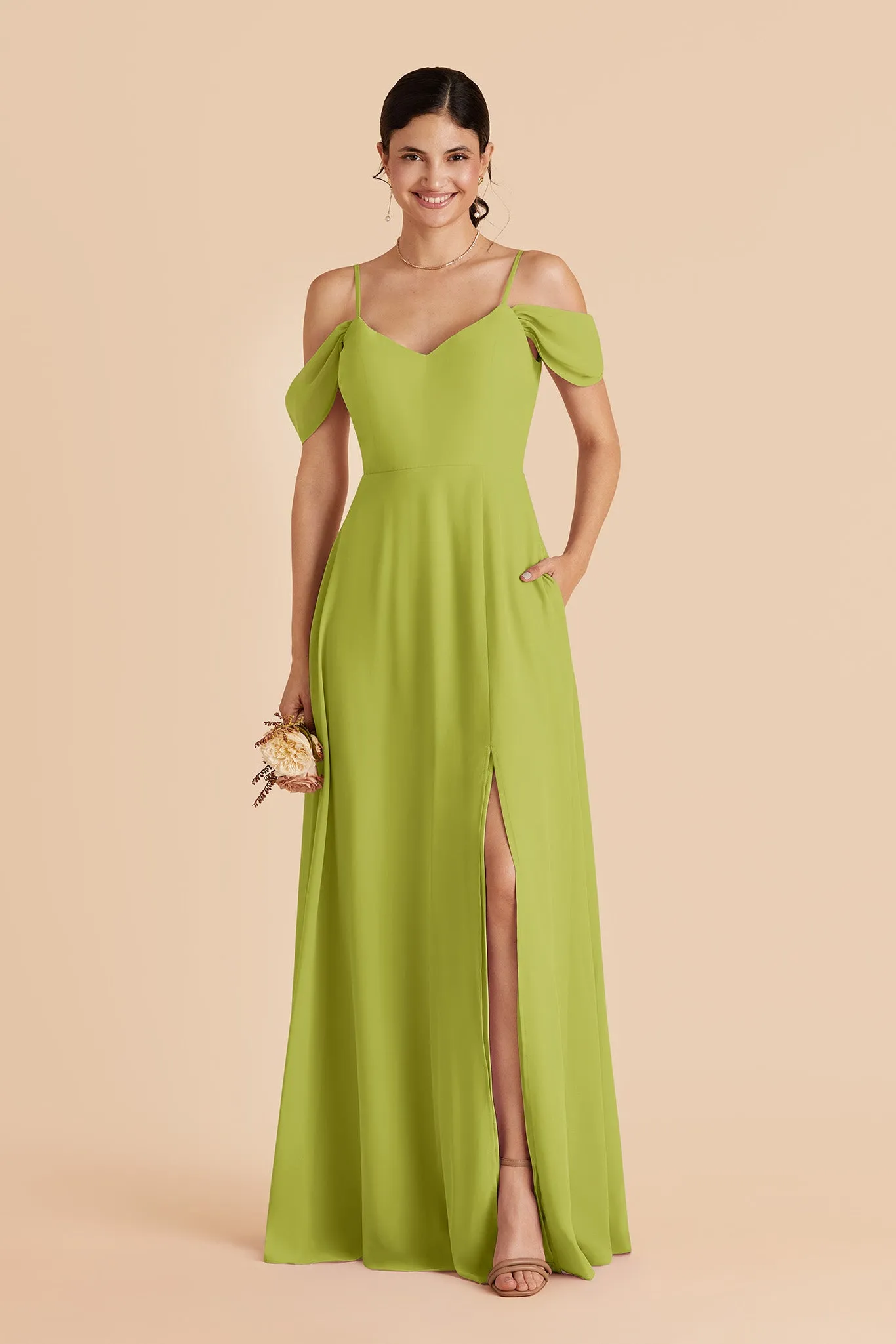 Devin Chiffon Dress Slit - Matcha sold by Birdy Grey product image thumbnail 3