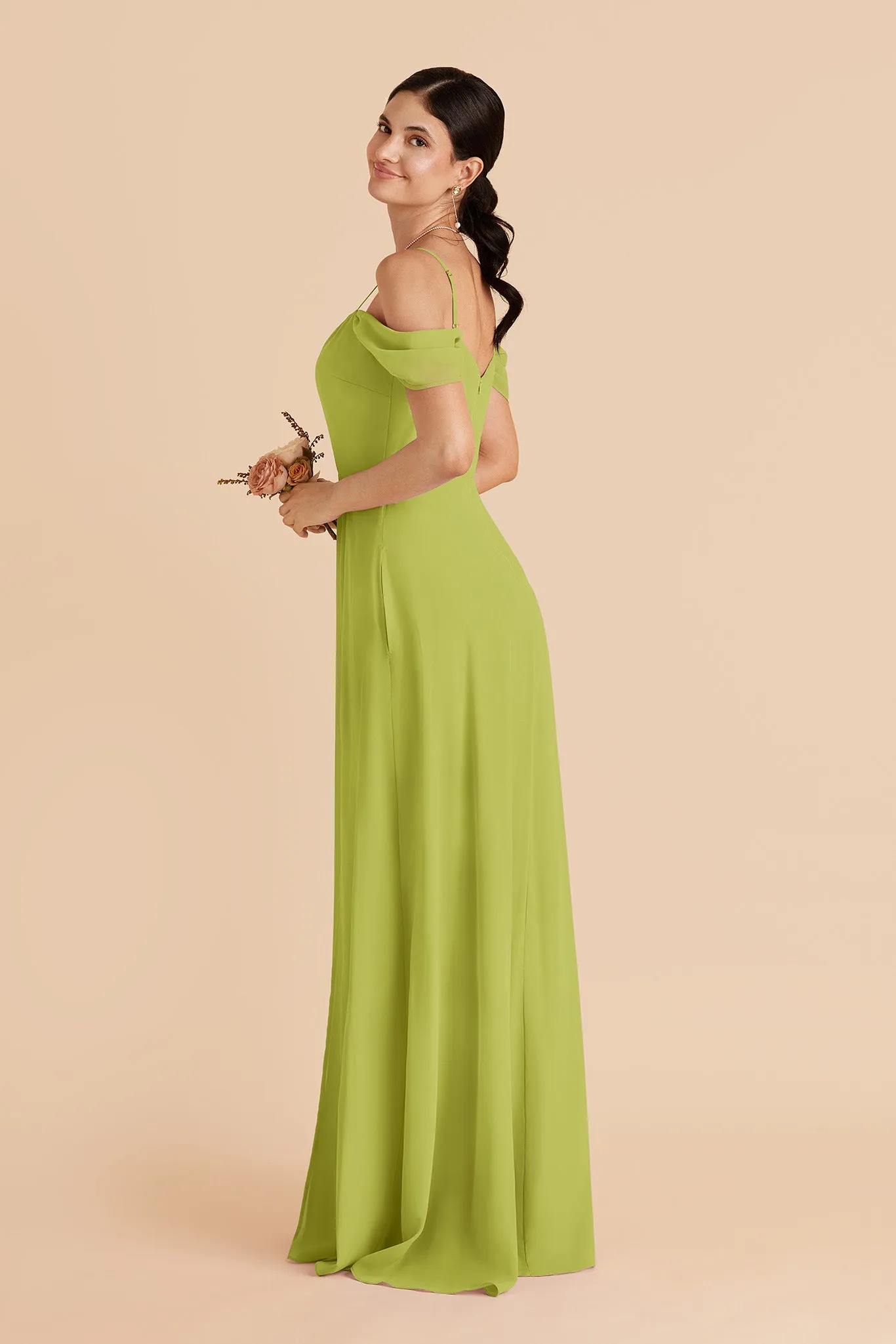 Devin Chiffon Dress Slit - Matcha sold by Birdy Grey product image thumbnail 4