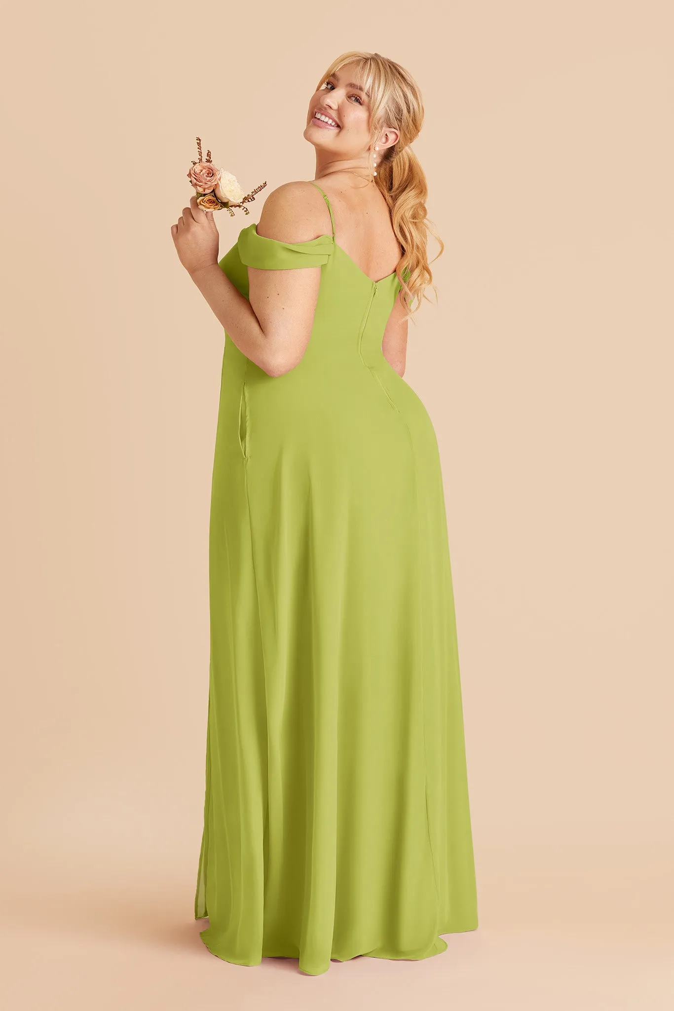 Devin Chiffon Dress Slit - Matcha sold by Birdy Grey product image thumbnail 5