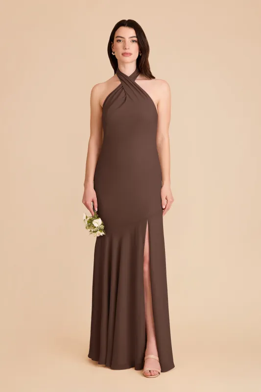 Stephanie Chiffon Dress - Chocolate Brown made by Birdy Grey