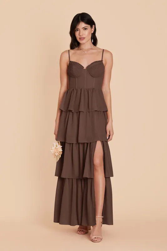 Lola Chiffon Dress - Chocolate Brown made by Birdy Grey