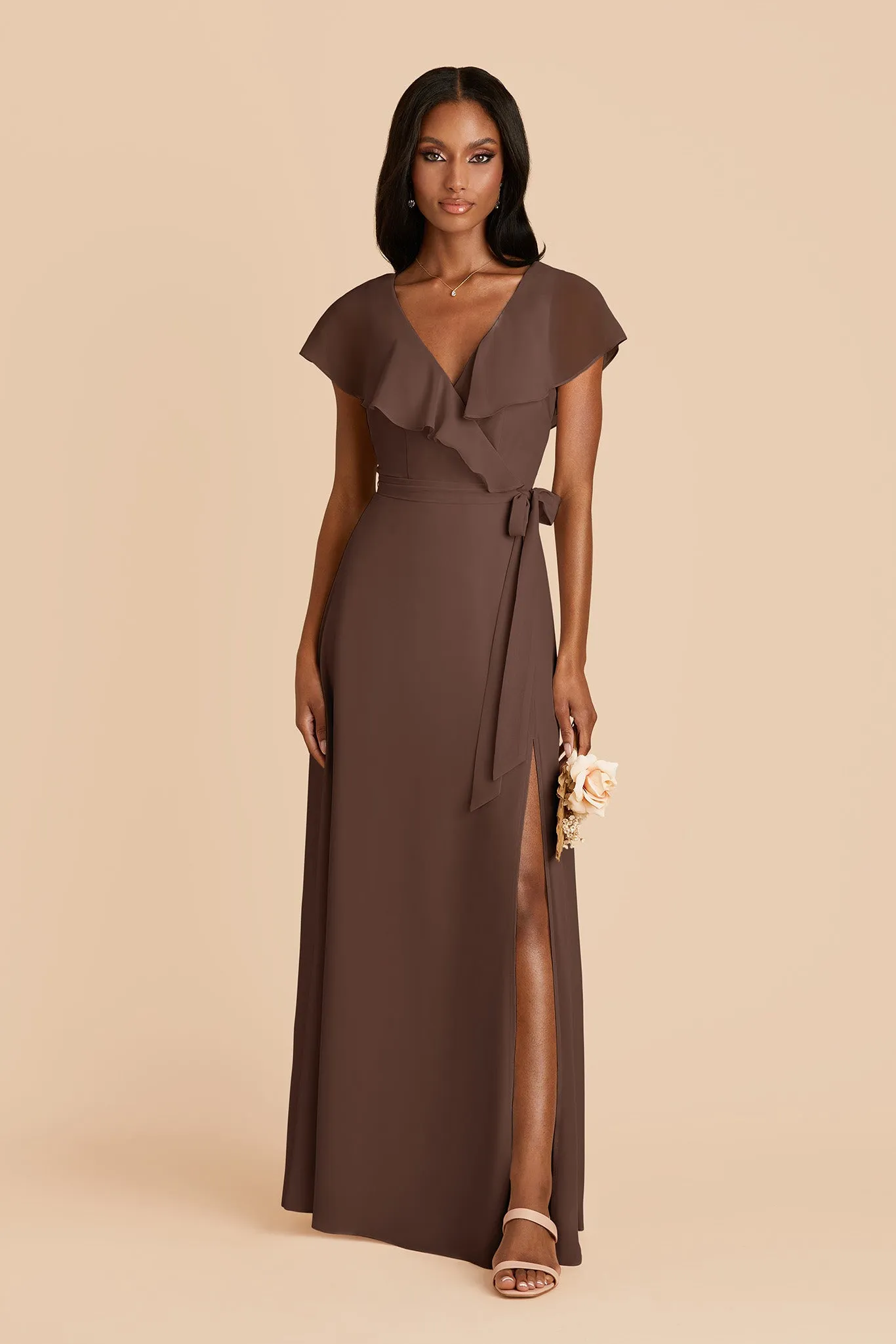 Jackson Chiffon Dress - Chocolate Brown sold by Birdy Grey