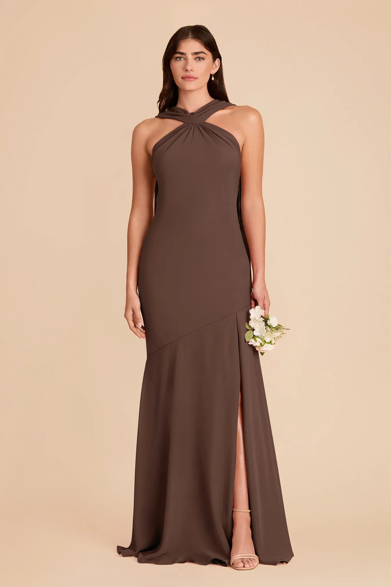 Eileen Chiffon Dress - Chocolate Brown sold by Birdy Grey