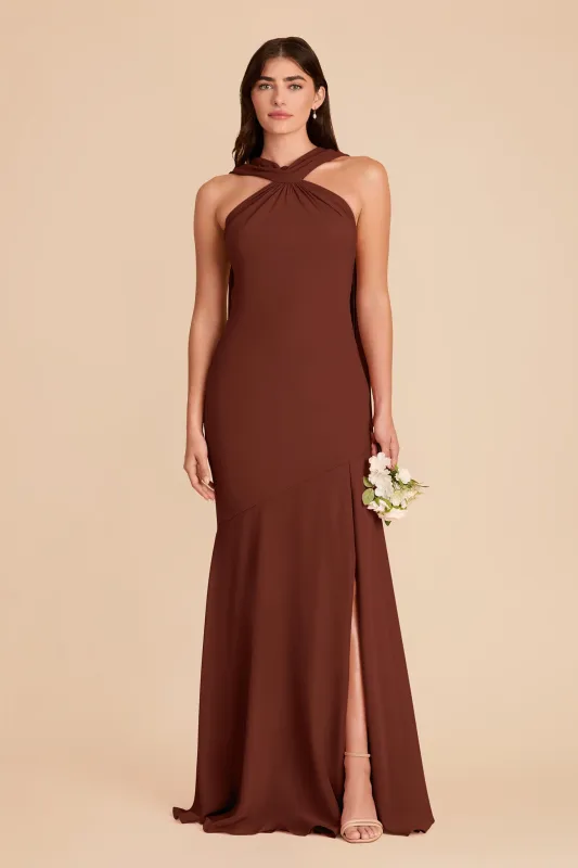 Eileen Chiffon Dress - Cognac made by Birdy Grey