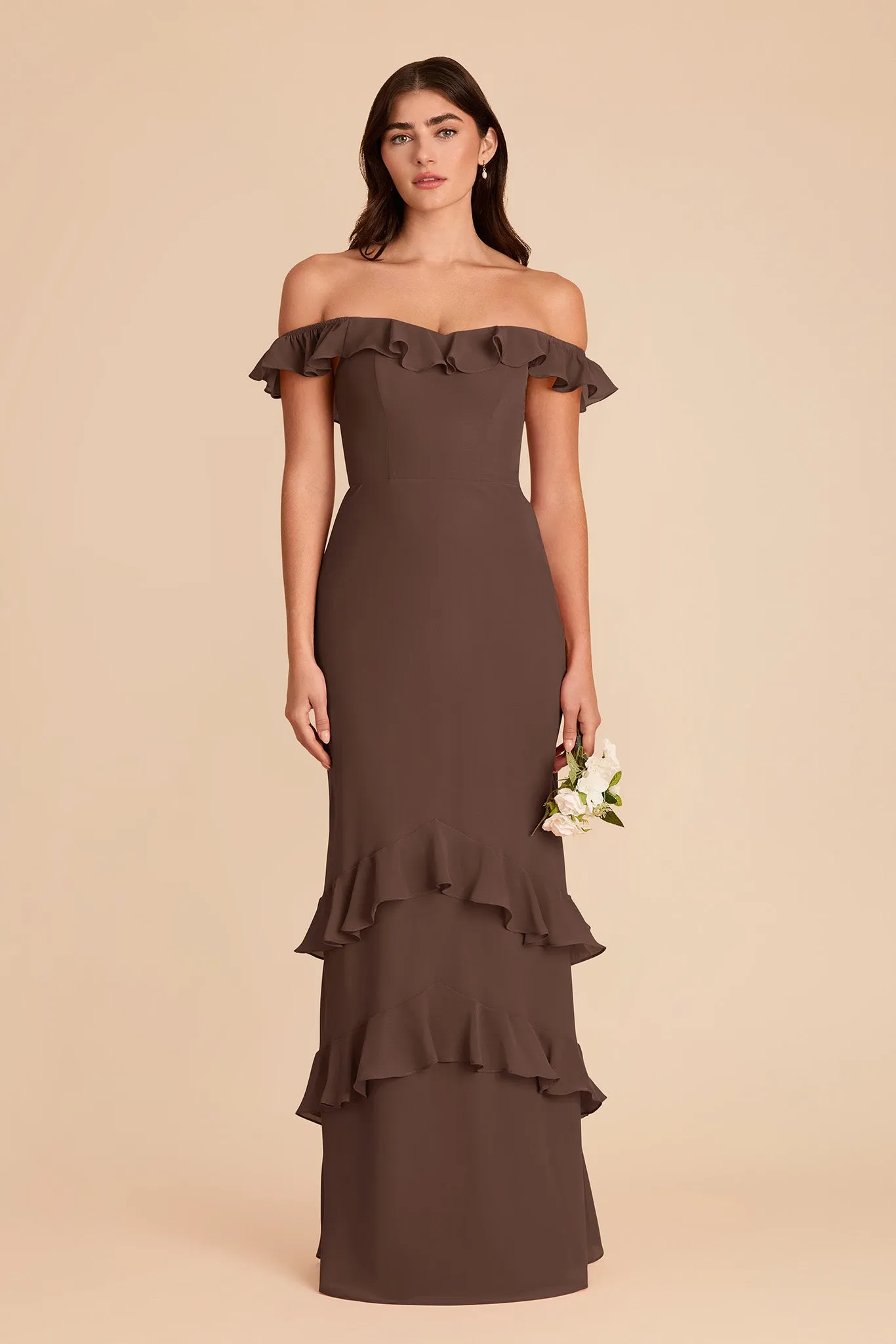 Luna Chiffon Dress - Chocolate Brown sold by Birdy Grey product image thumbnail 5