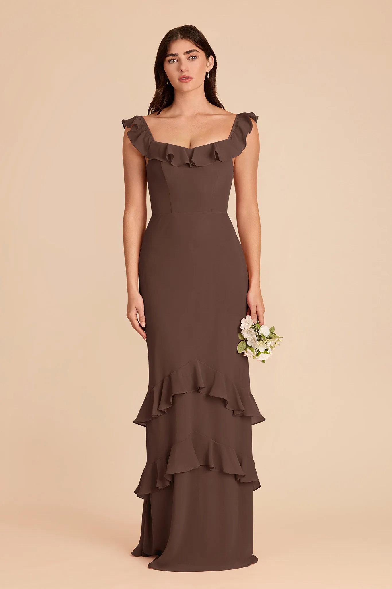 Luna Chiffon Dress - Chocolate Brown sold by Birdy Grey